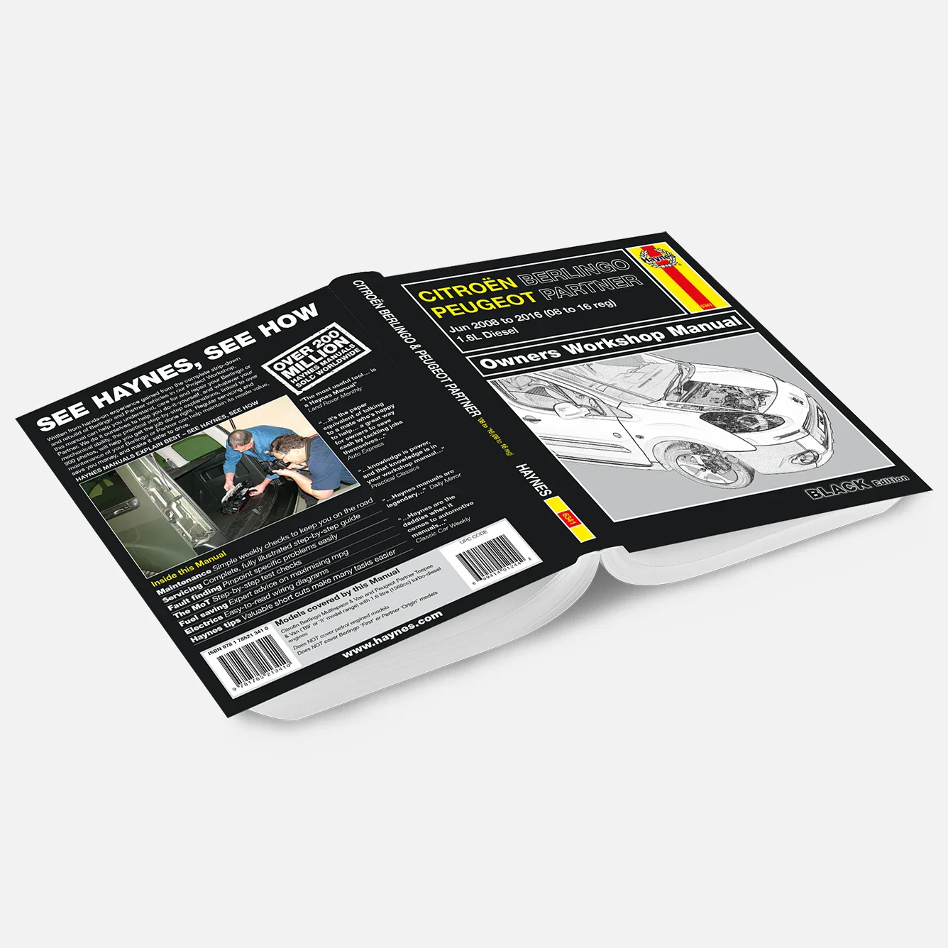 Citroen Berlingo & Peugeot Partner Diesel (June 2008-2016) 08 to 16 Haynes Repair Manual - Premium Hardback Black Edition - Image 2