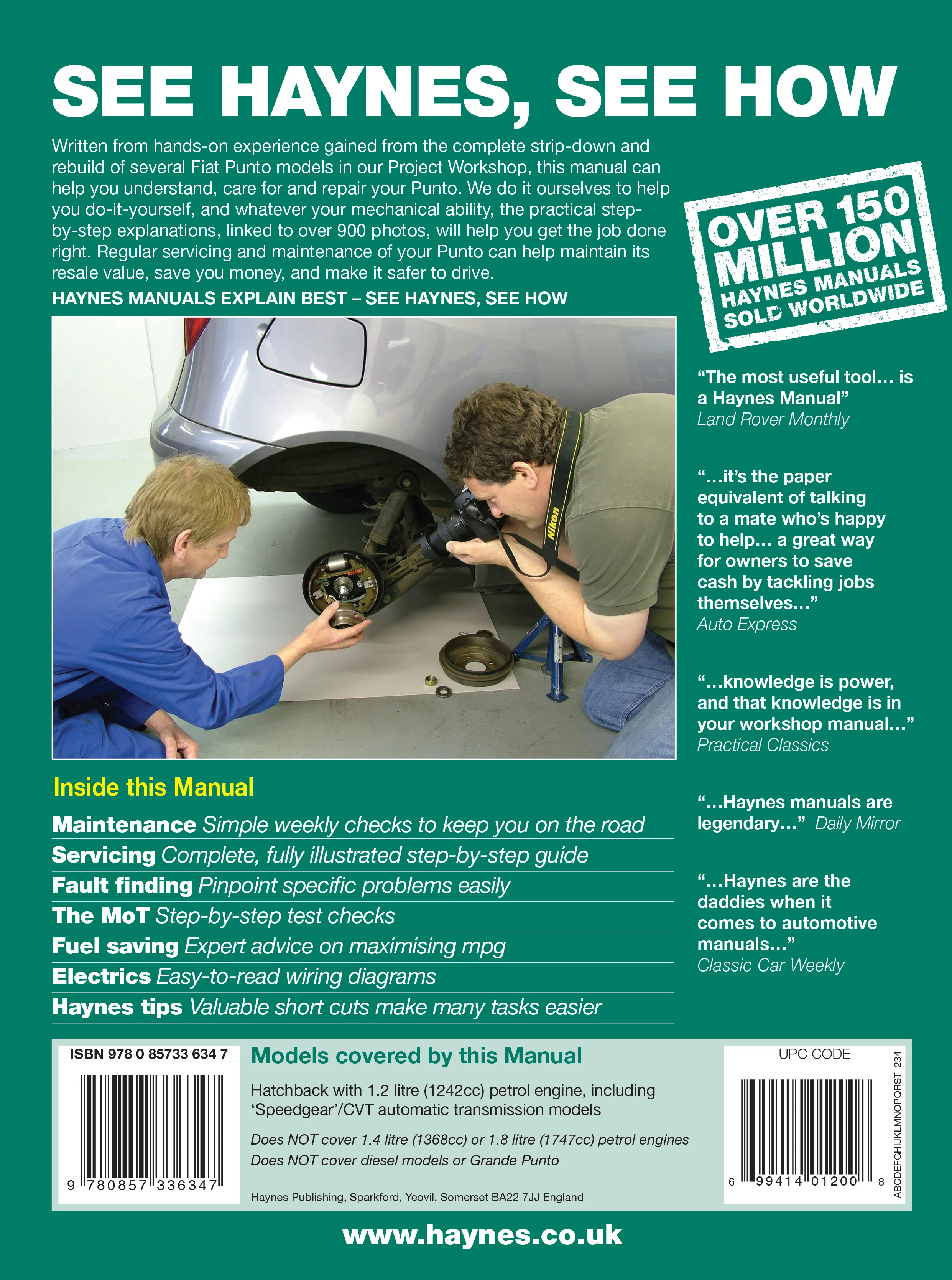 Fiat Punto petrol (Oct 99 - 07) Haynes Repair Manual - Image 2