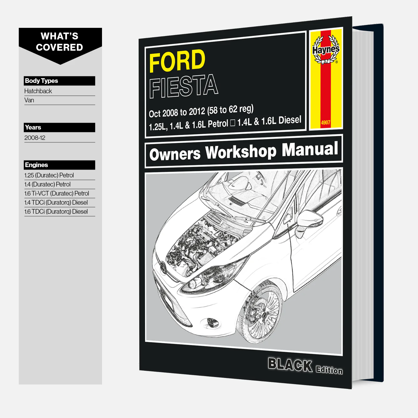 Ford Fiesta Petrol & Diesel (2008-2012) Haynes Repair Manual - Premium Hardback Black Edition