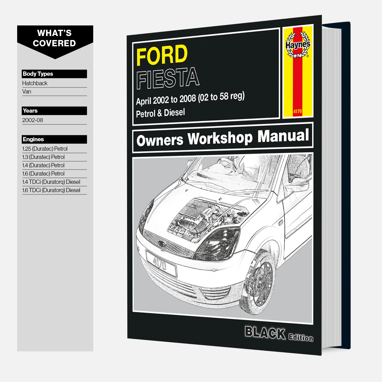 Ford Fiesta Petrol & Diesel (Apr 2002-2008) Haynes Repair Manual - Premium Hardback Black Edition