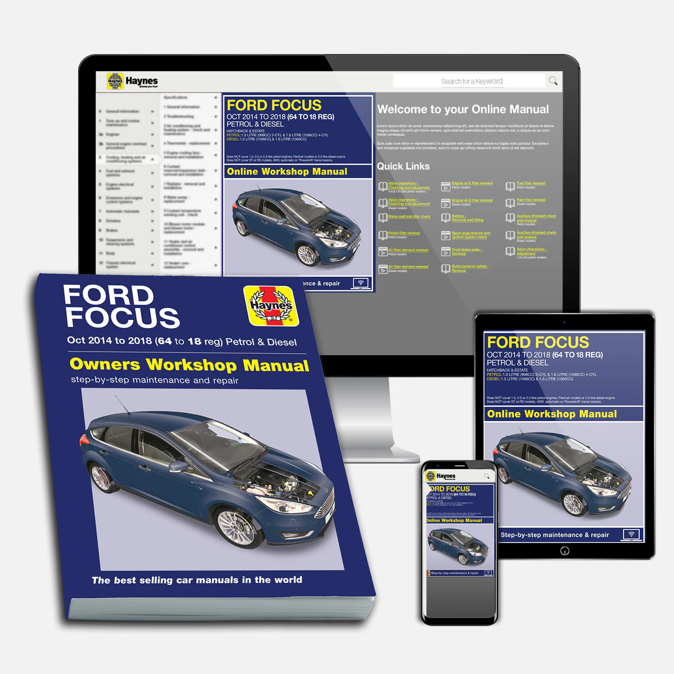 Ford Focus Petrol & Diesel 64 to 18 (Oct 2014-2018) Haynes Repair Manual