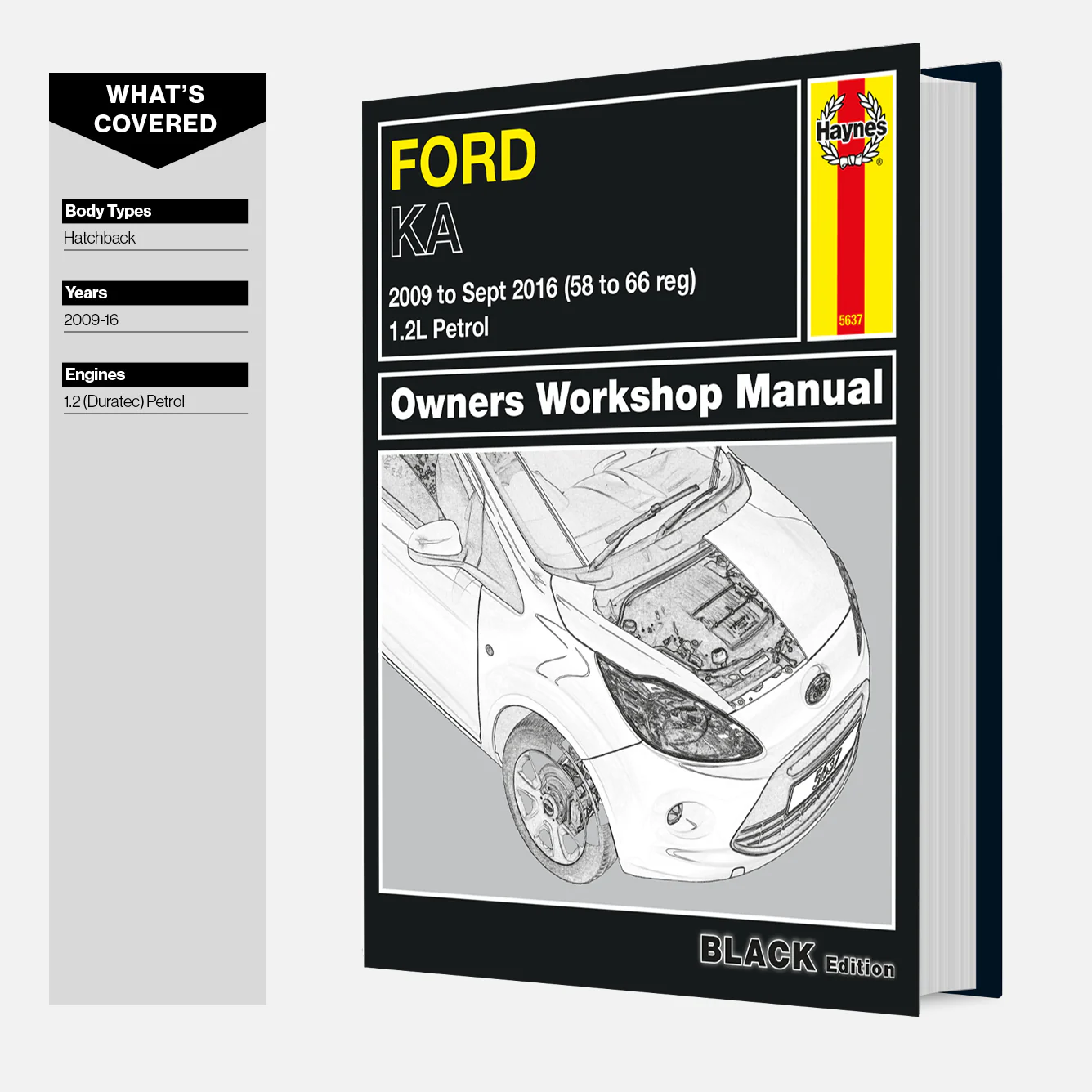 Ford Ka (2009-2016) Haynes Repair Manual - Premium Hardback Black Edition