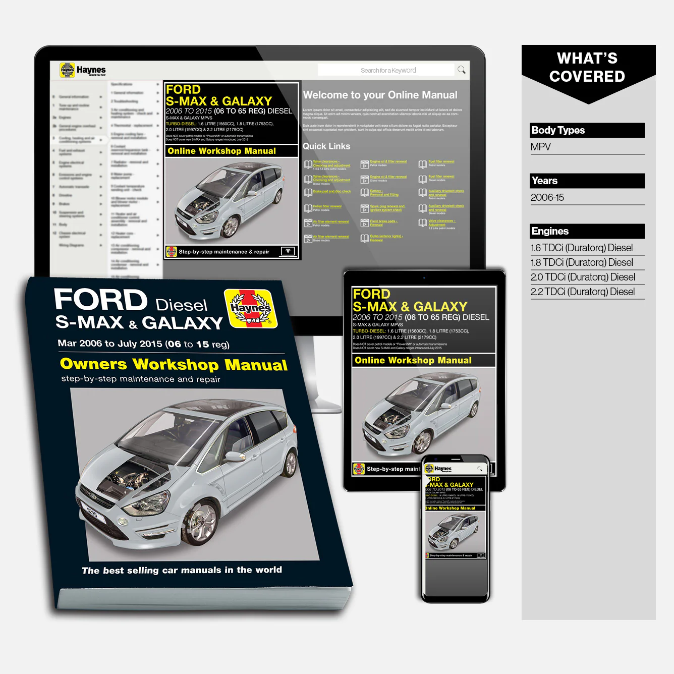 Ford S-MAX & Galaxy Diesel (Mar 2006-July 2015) Haynes Repair Manual