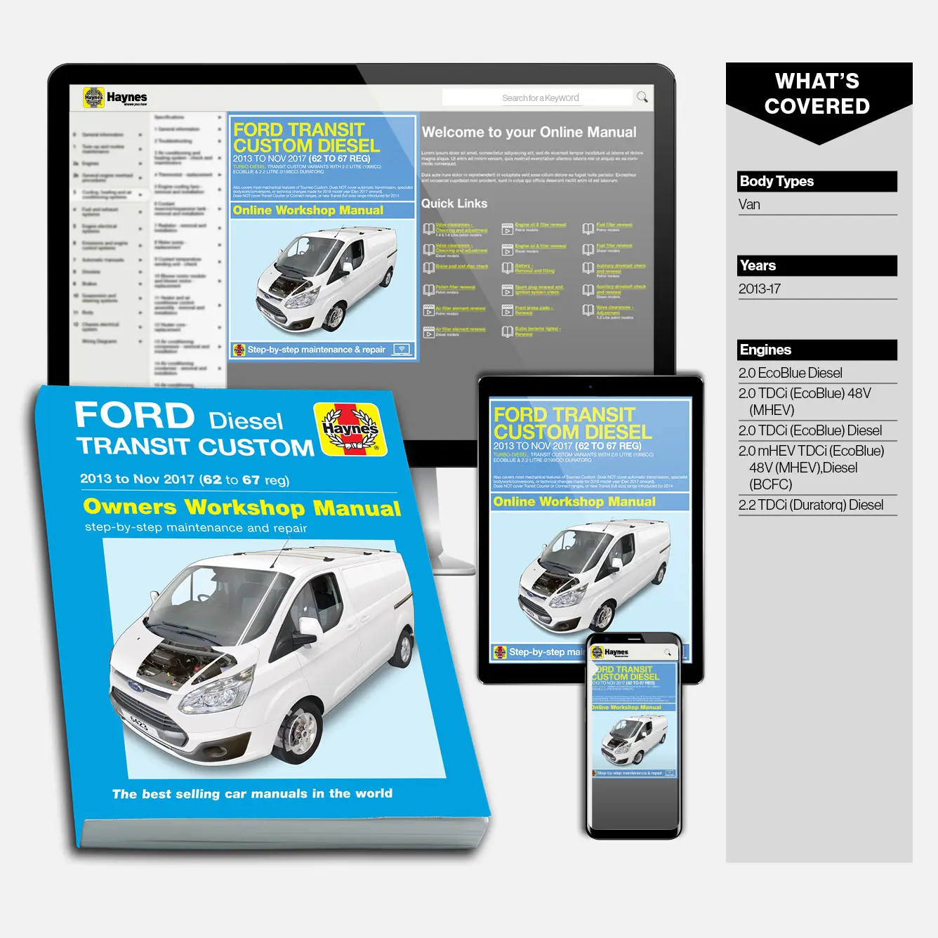 Ford Transit Custom Diesel (2013-Nov 2017) 62 to 67 Haynes Repair Manual