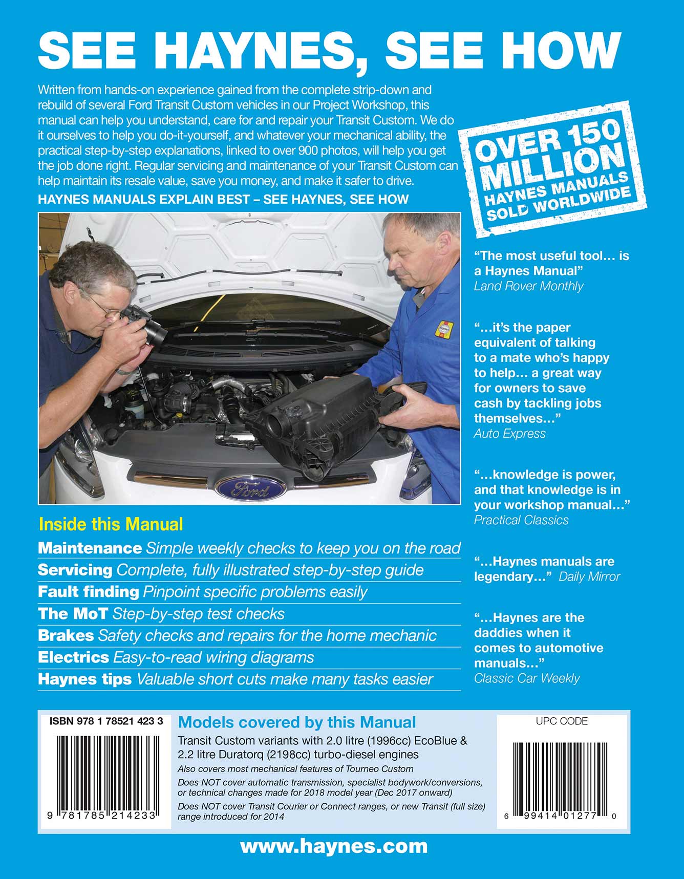 Ford Transit Custom Diesel (2013-Nov 2017) 62 to 67 Haynes Repair Manual - Image 3