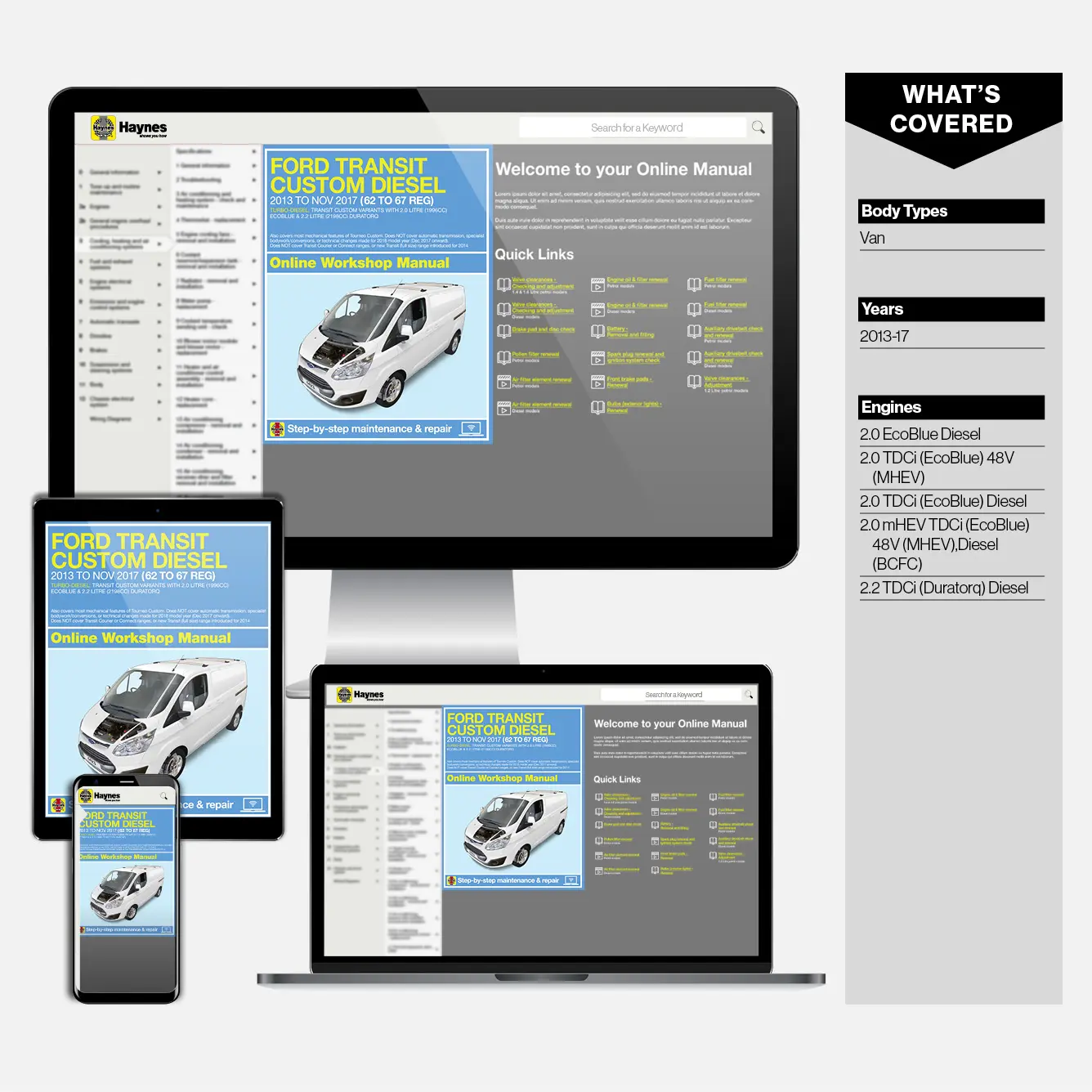 Ford Transit Custom Diesel (2013-Nov 2017) 62 to 67 Haynes Repair Manual - Image 9