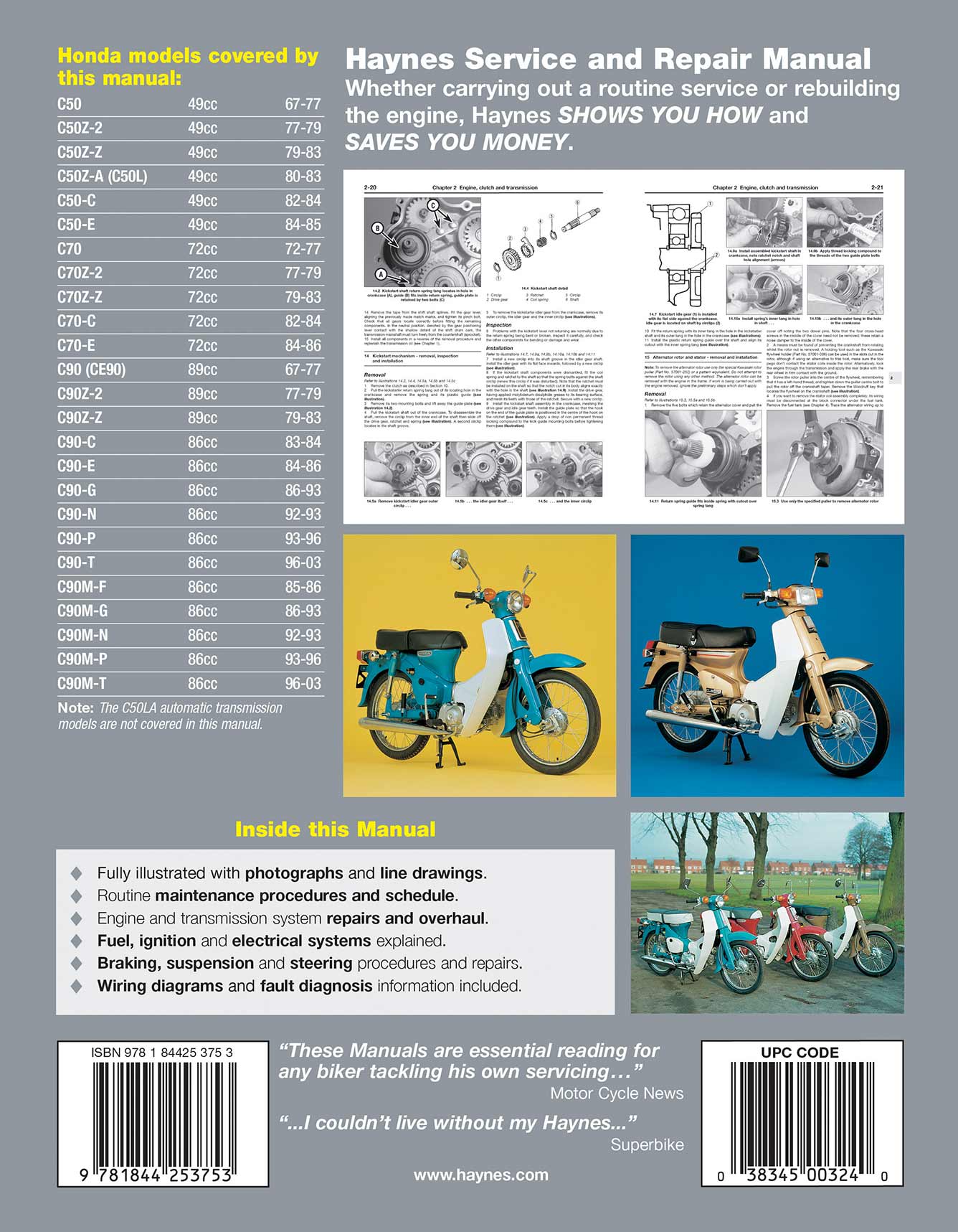 Honda C50, C70 & C90 (1967-2003) Haynes Repair Manual - Image 2