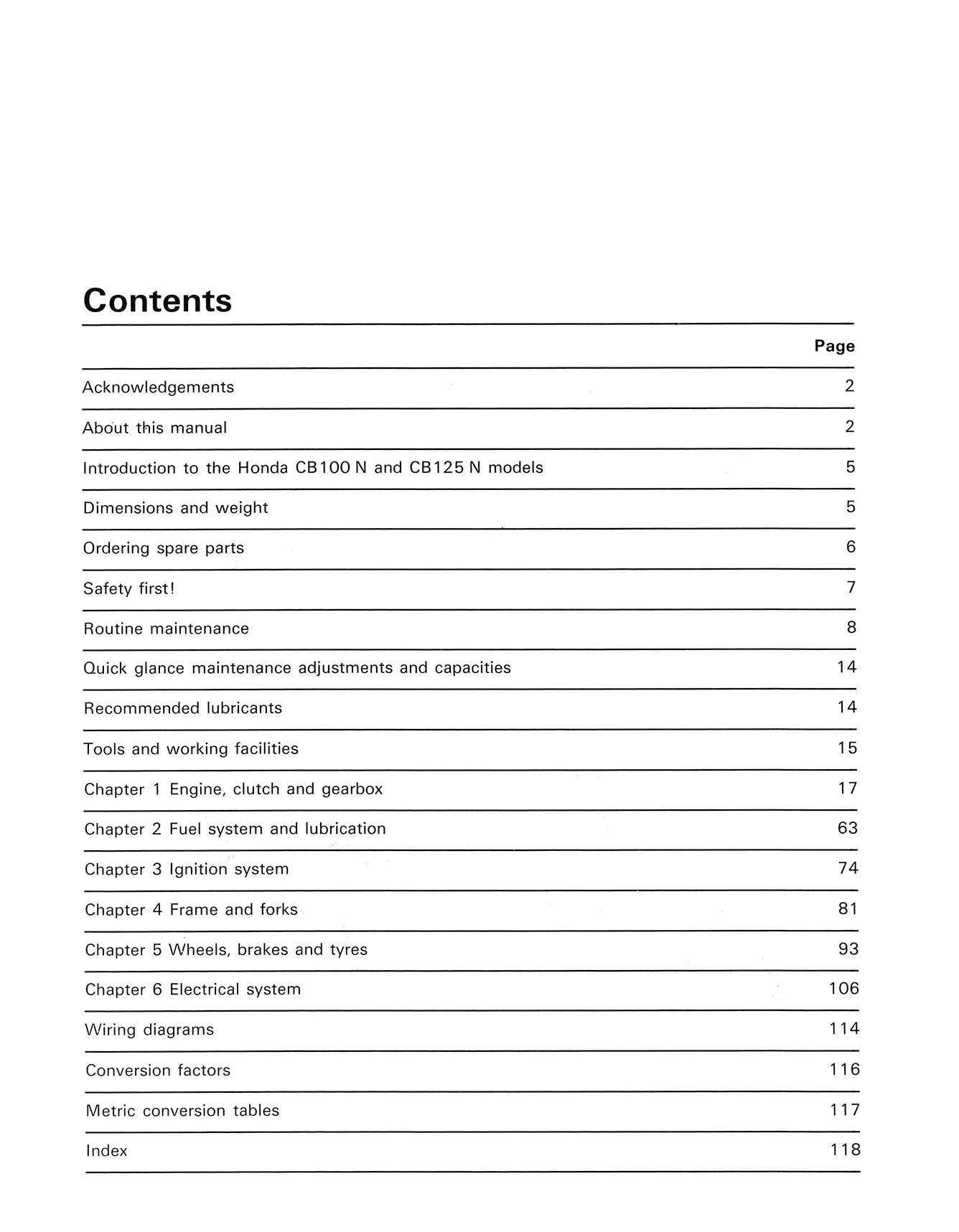 Honda CB100N & CB125N (1978-1982) Haynes Repair Manual - Image 3