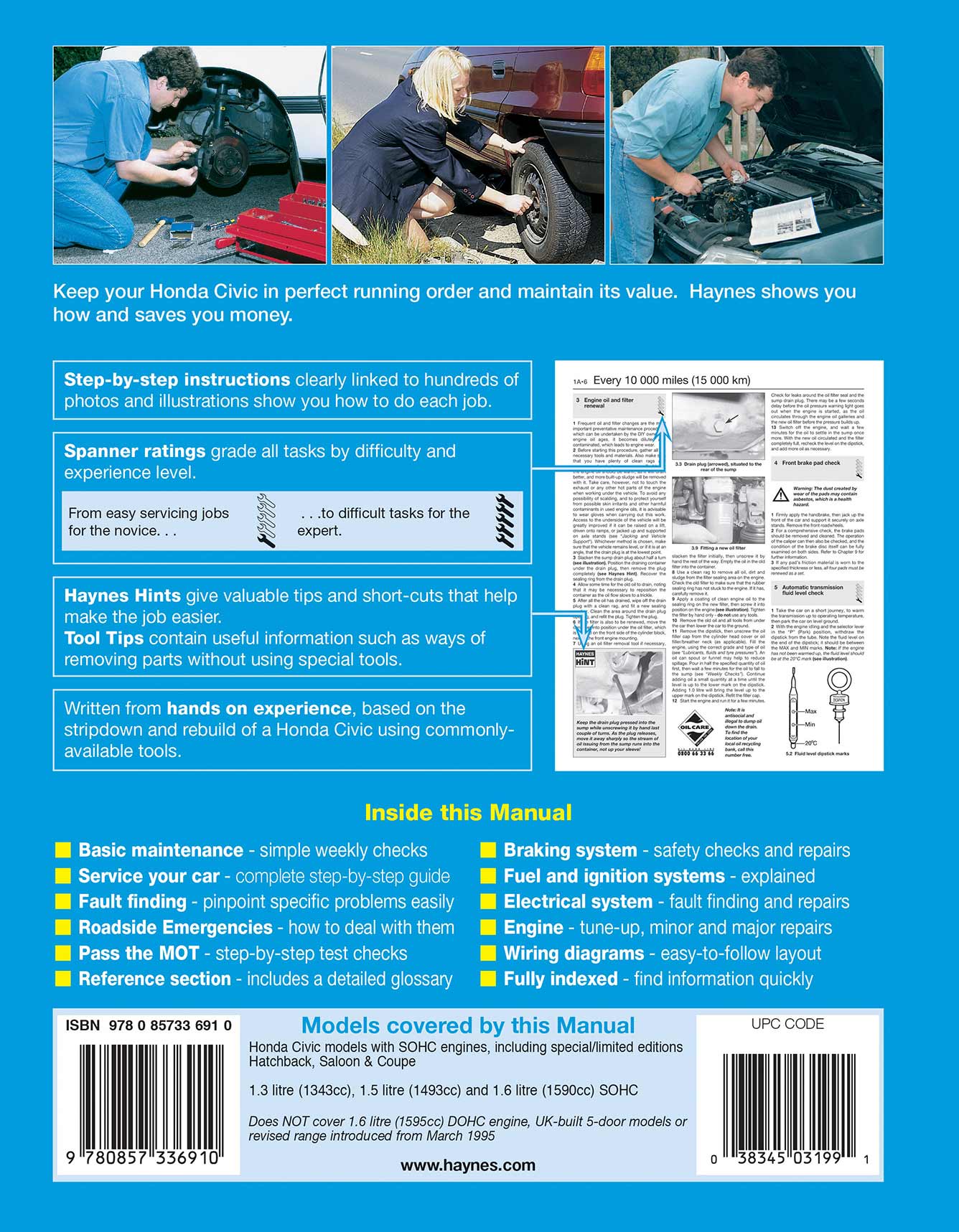 Honda Civic (Nov 1991-1996) Haynes Repair Manual - Image 2