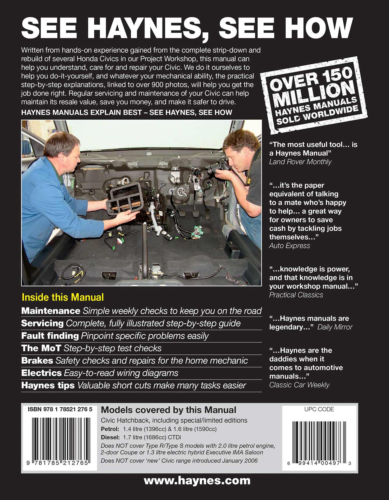 Honda Civic Petrol & Diesel (2001-2005) Haynes Repair Manual - Image 2