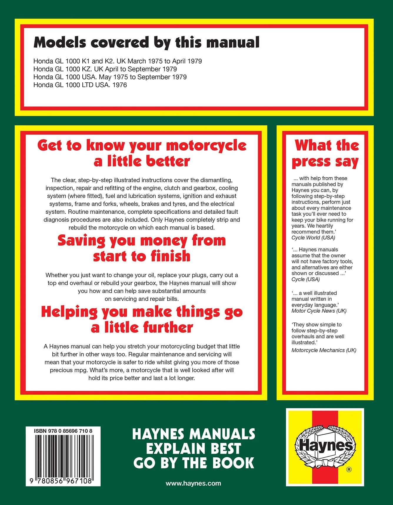 Honda GL1000 Gold Wing (1975-1979) Haynes Repair Manual - Image 2