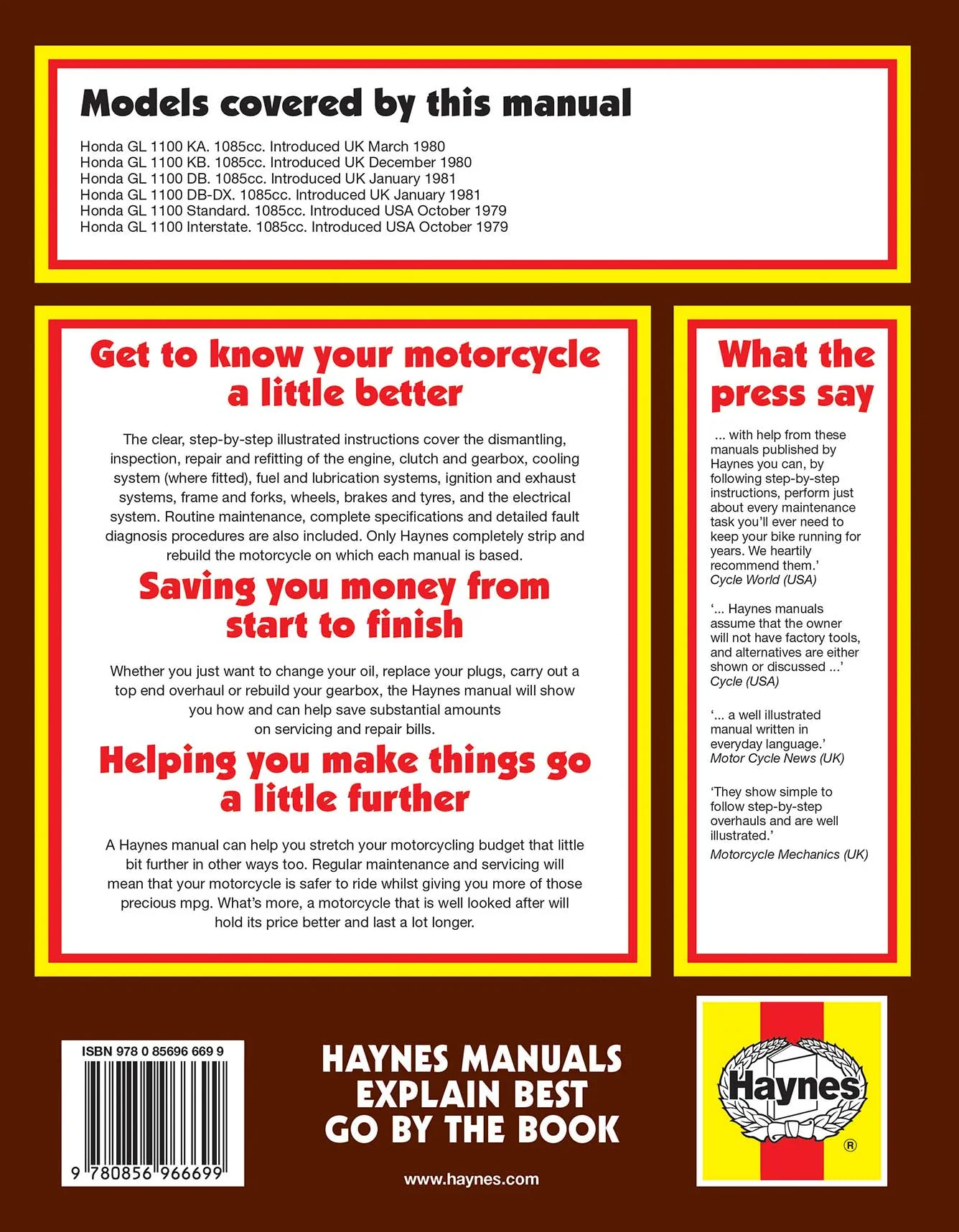 Honda GL1100 Gold Wing (1979-1981) Haynes Repair Manual - Image 2