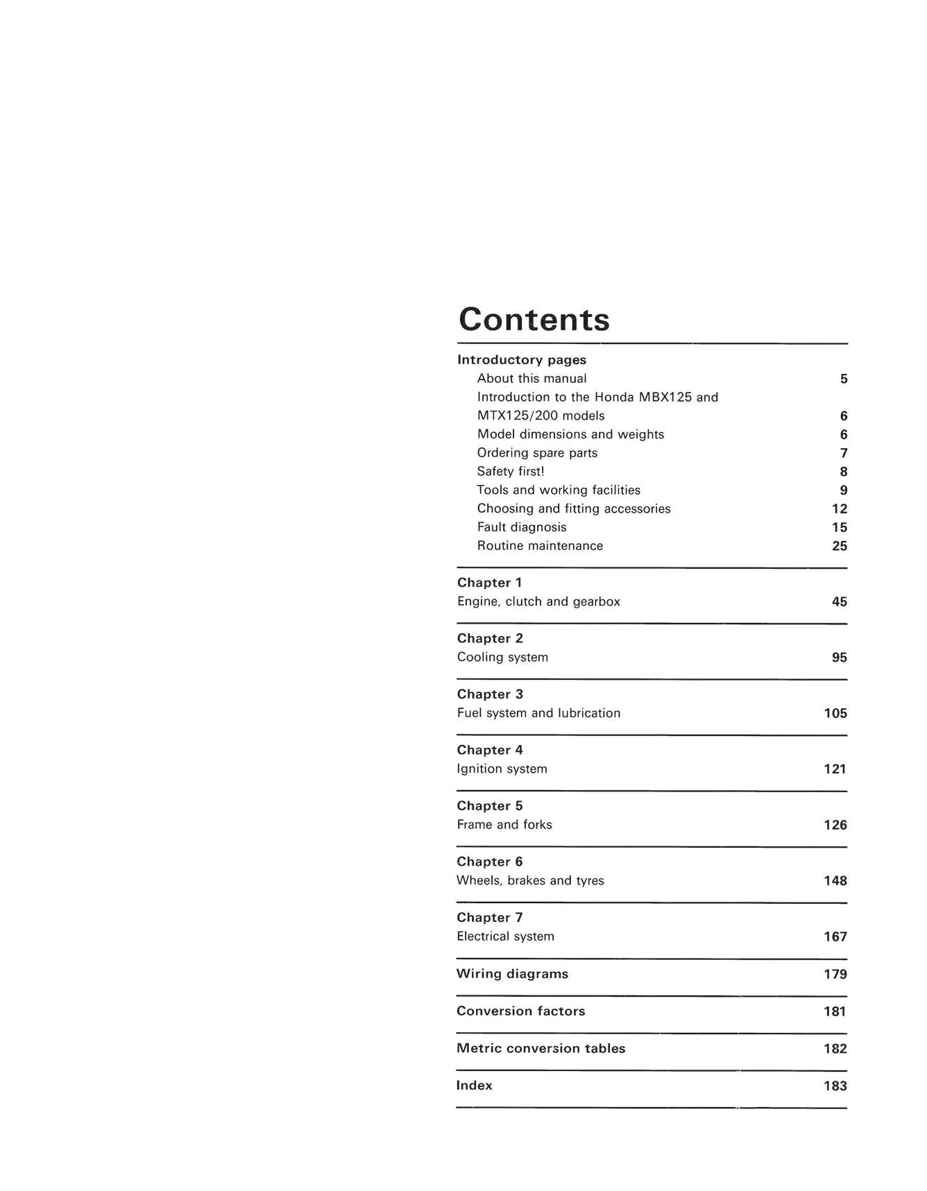 Honda MBX/MTX125 & MTX200 (1983-1993) Haynes Repair Manual - Image 3