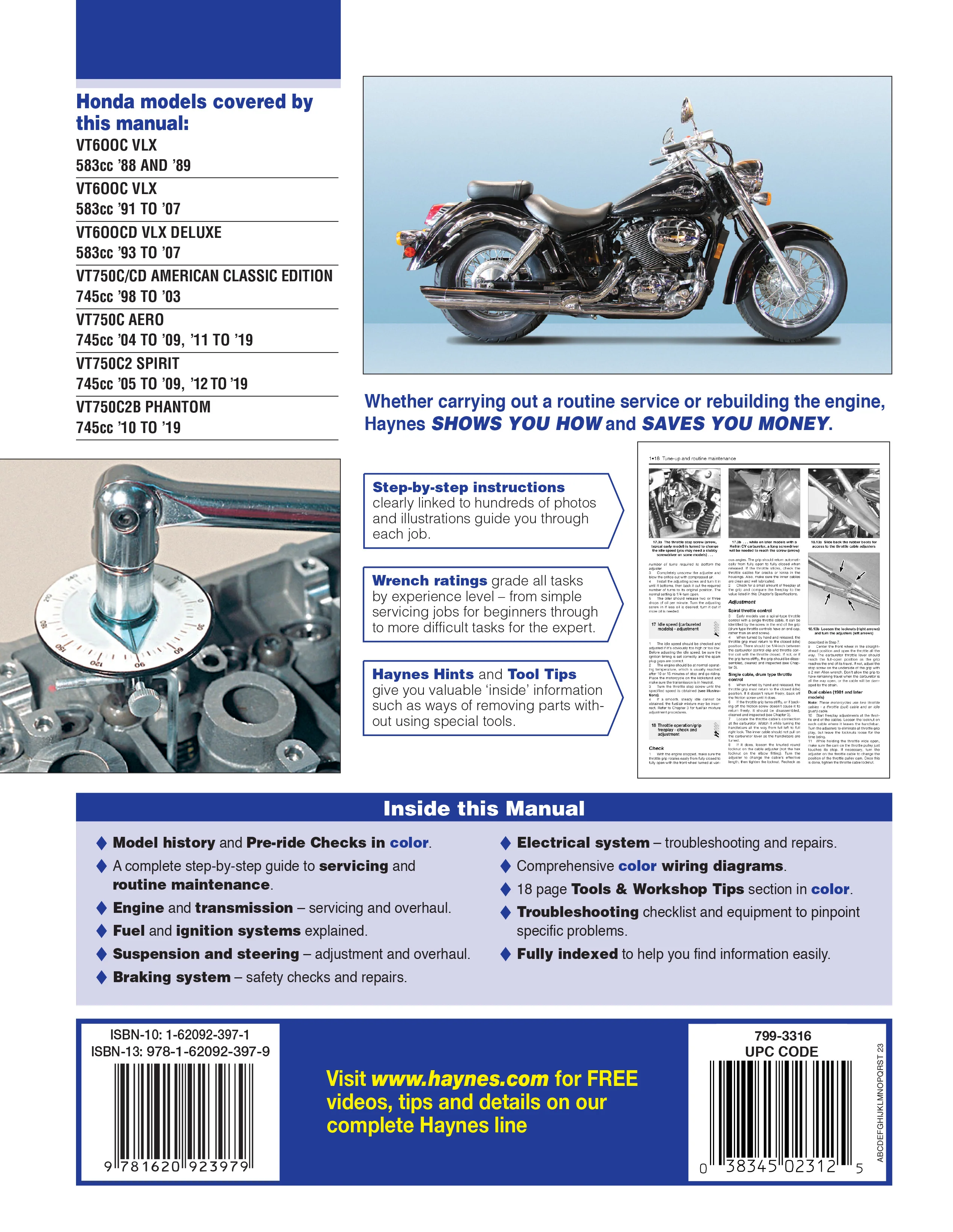Honda Shadow VT600 & 750 (1988-2019) Haynes Repair Manual - Image 2