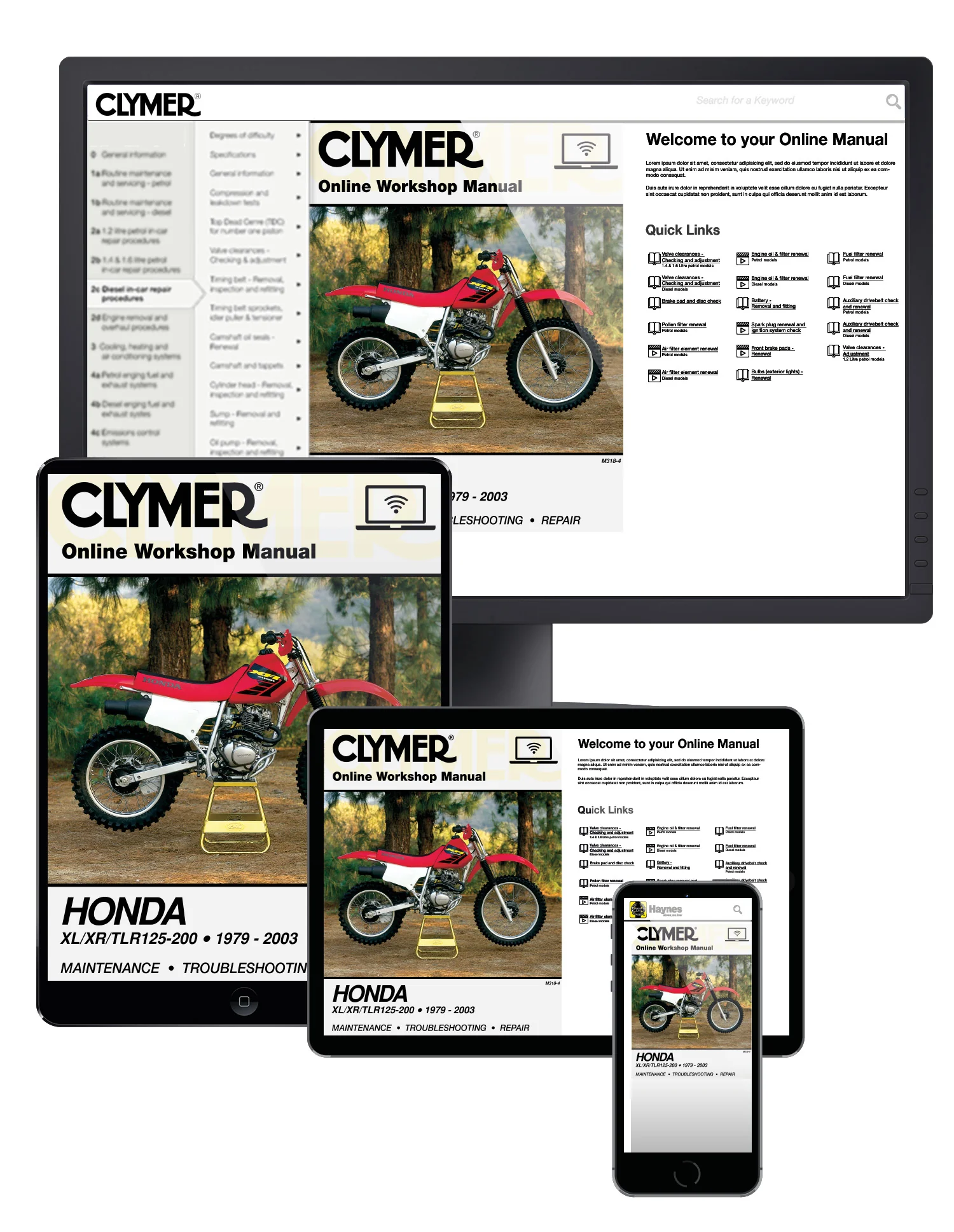 Honda XL/XR/TLR 125-200 Motorcycle (1979-2003) Service Repair Manual - Image 2