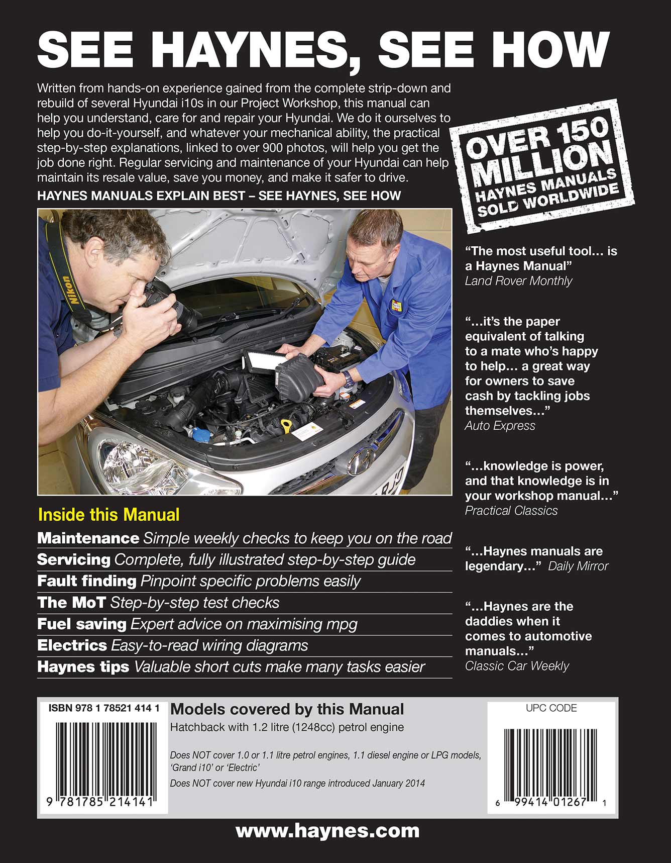 Hyundai i10 (2008-2013) 58 to 63 Petrol Haynes Repair Manual - Image 3