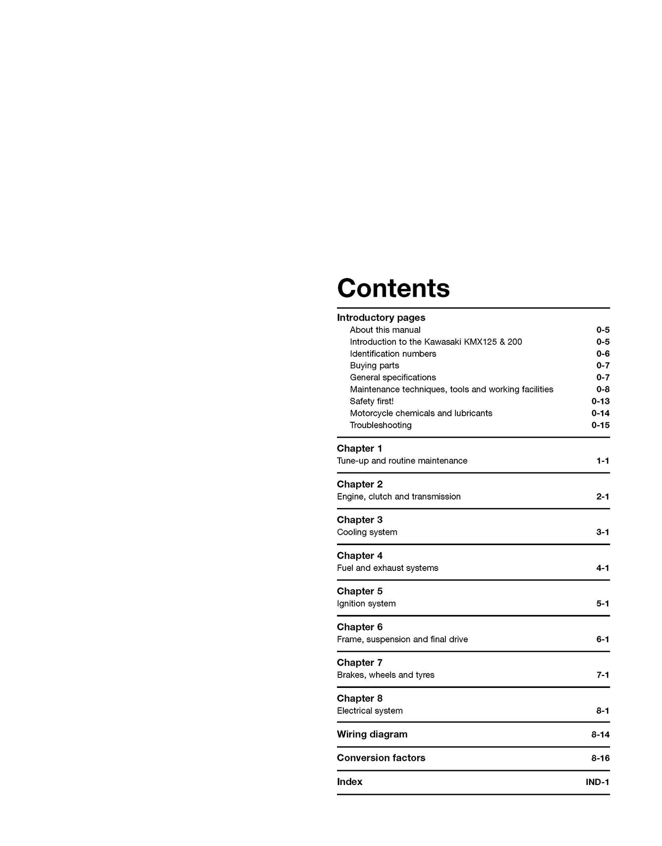 Kawasaki KMX125 & 200 (1986-2002) Haynes Repair Manual - Image 3