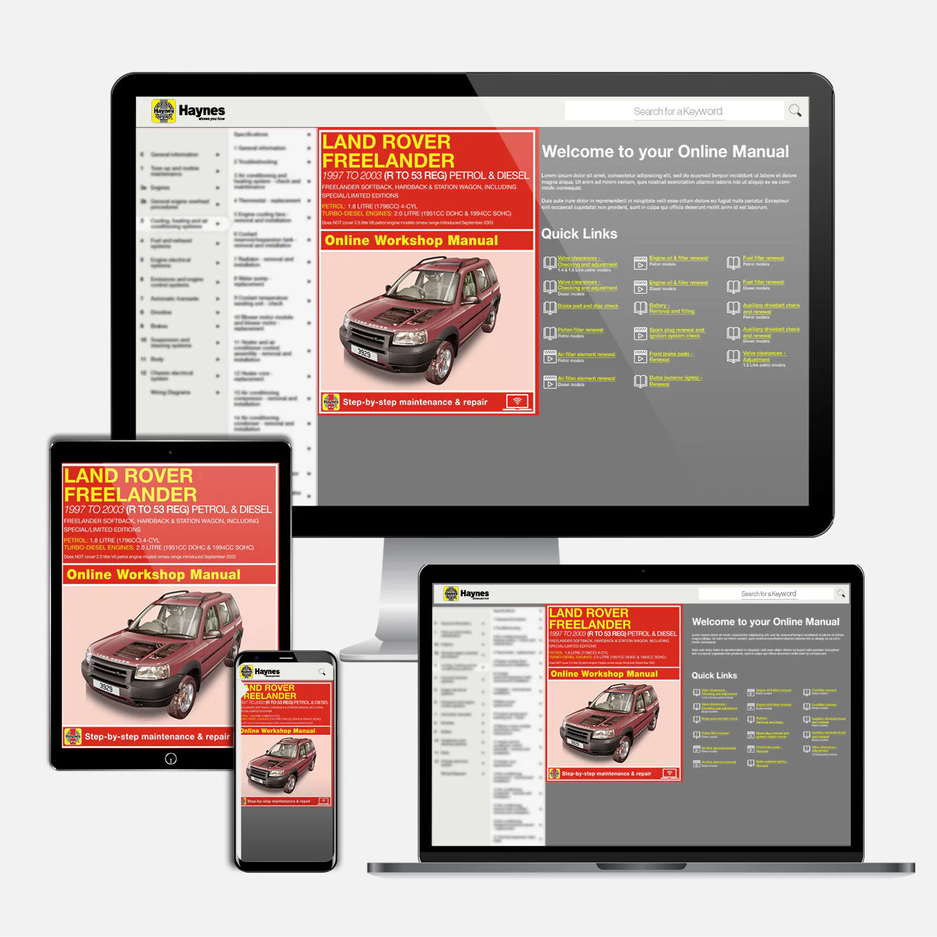 Land Rover Freelander Petrol & Diesel (1997-Sept 2003) R to 53 Haynes Online Manual