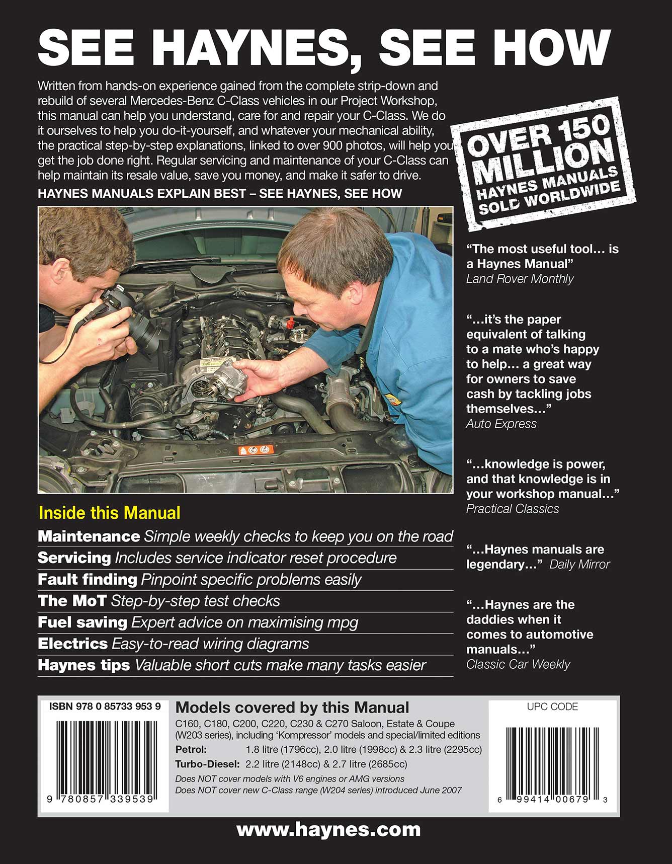 Mercedes-Benz C-Class Petrol & Diesel (Sept 2000-May 2007) Haynes Repair Manual - Image 3