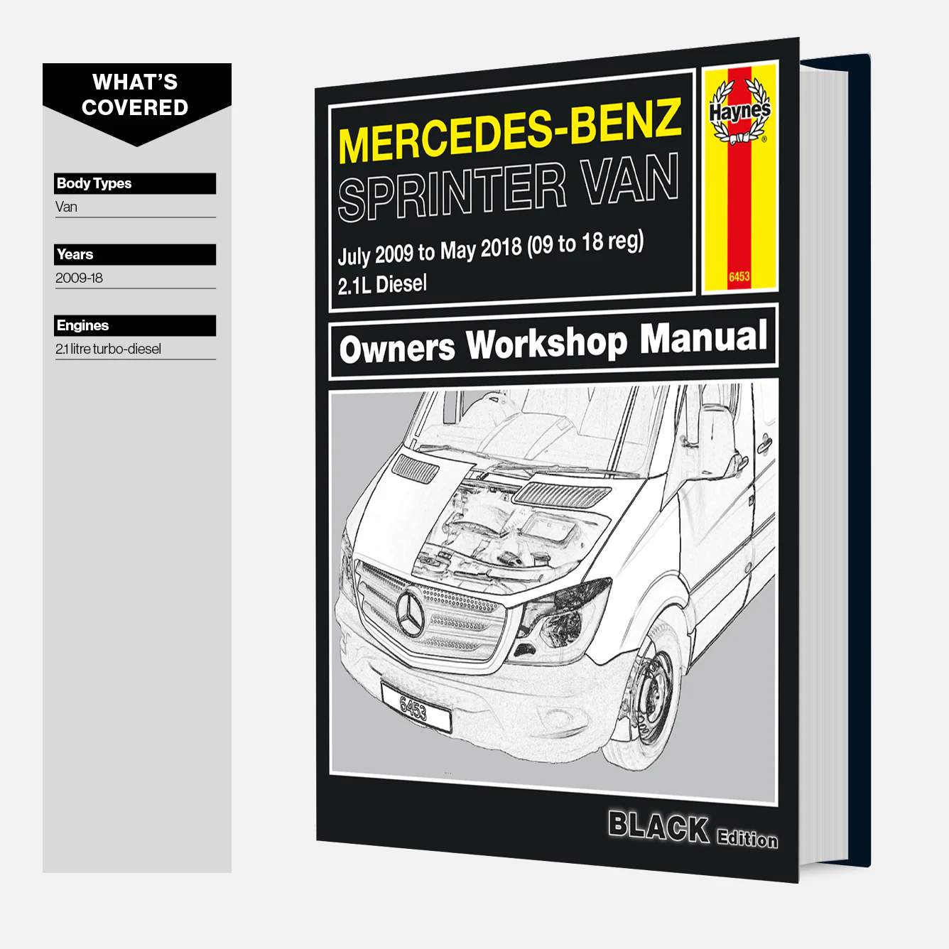 Mercedes-Benz Sprinter Diesel Vans July 2009-May 2018 (09 to 18 reg) Haynes Repair Manual - Premium Hardback Black Edition