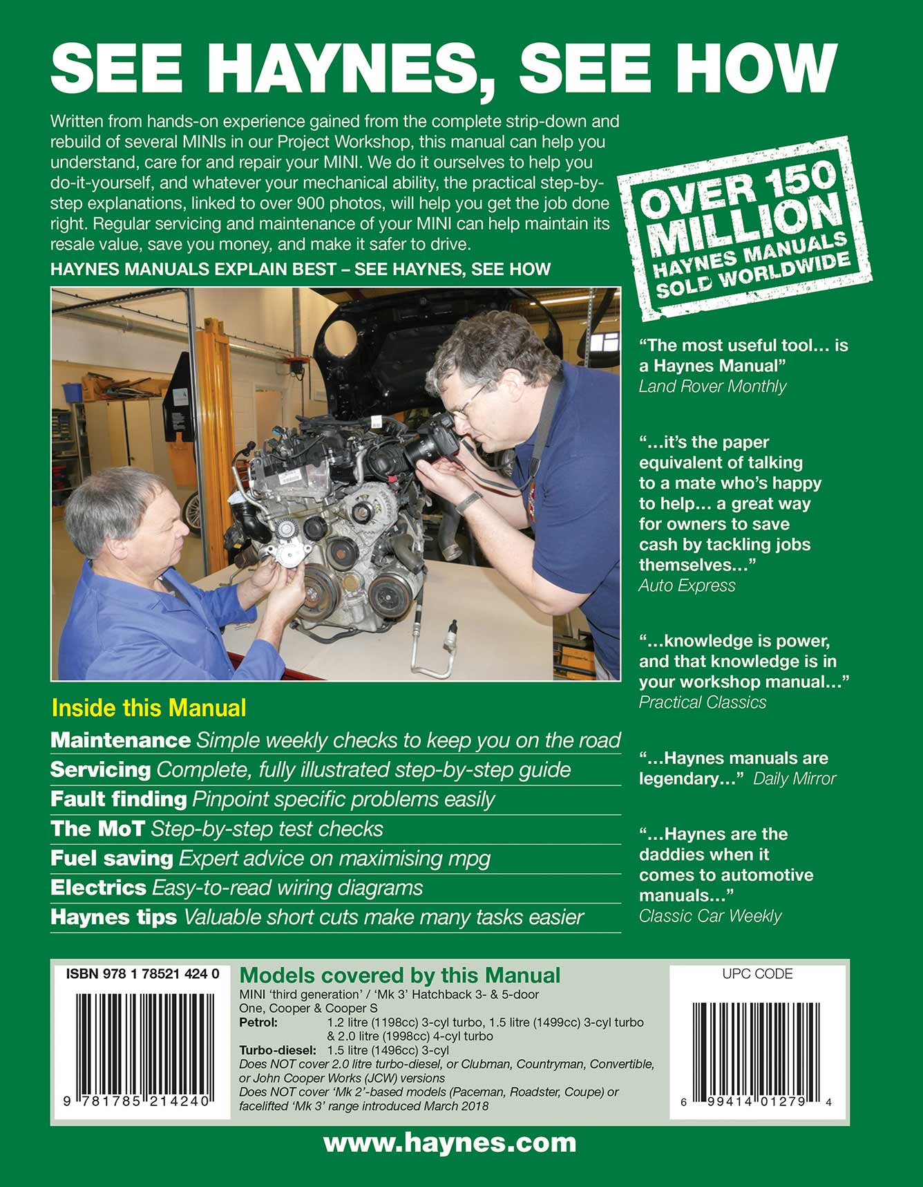 Mini Petrol & Diesel (March 2014-2018) Haynes Repair Manual - Image 3
