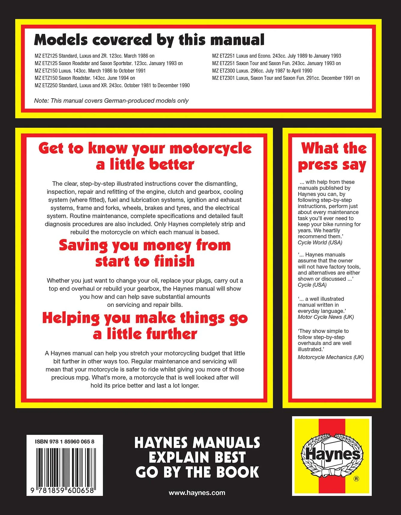 MZ ETZ Models (1981-1995) Haynes Repair Manual - Image 2