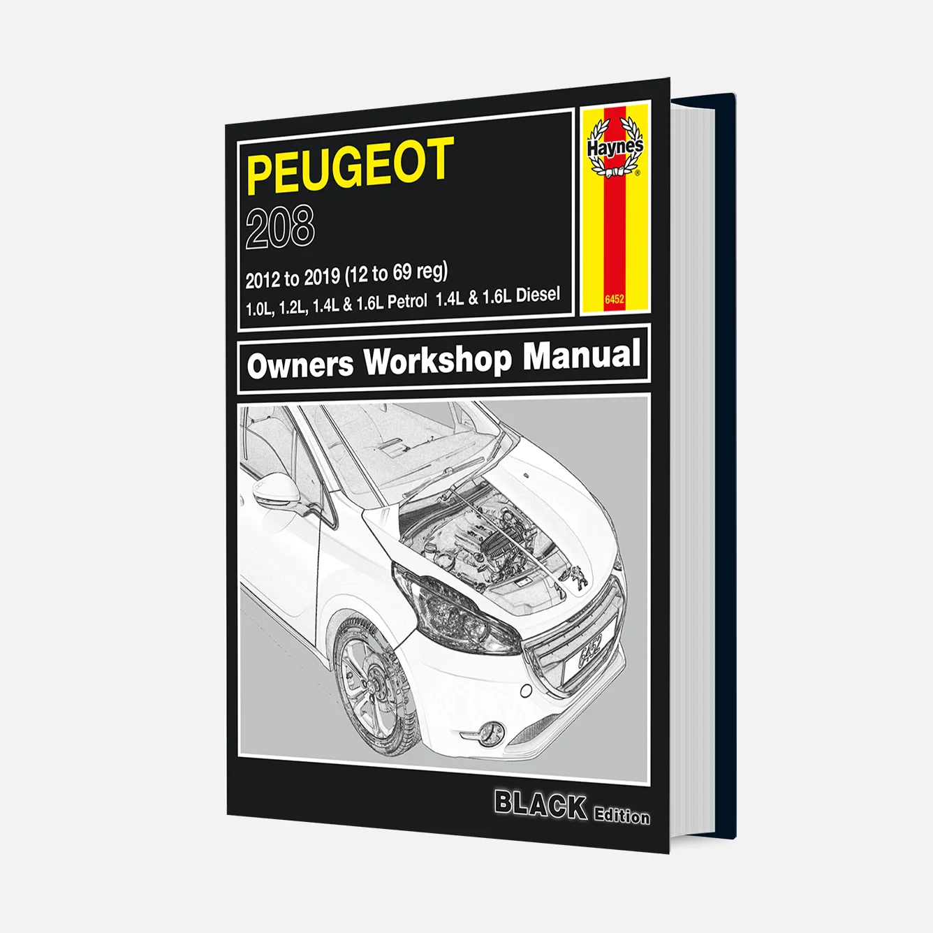 Peugeot 208 Petrol & Diesel (2012-2019) 12 to 69 reg Haynes Repair Manual - Premium Hardback Black Edition
