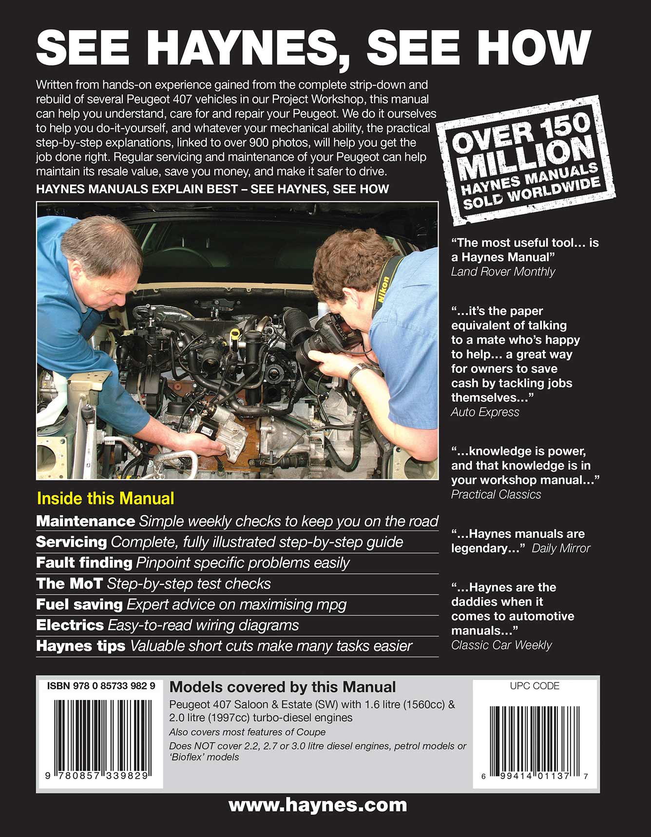 Peugeot 407 Diesel (2004-2011) Haynes Repair Manual - Image 3