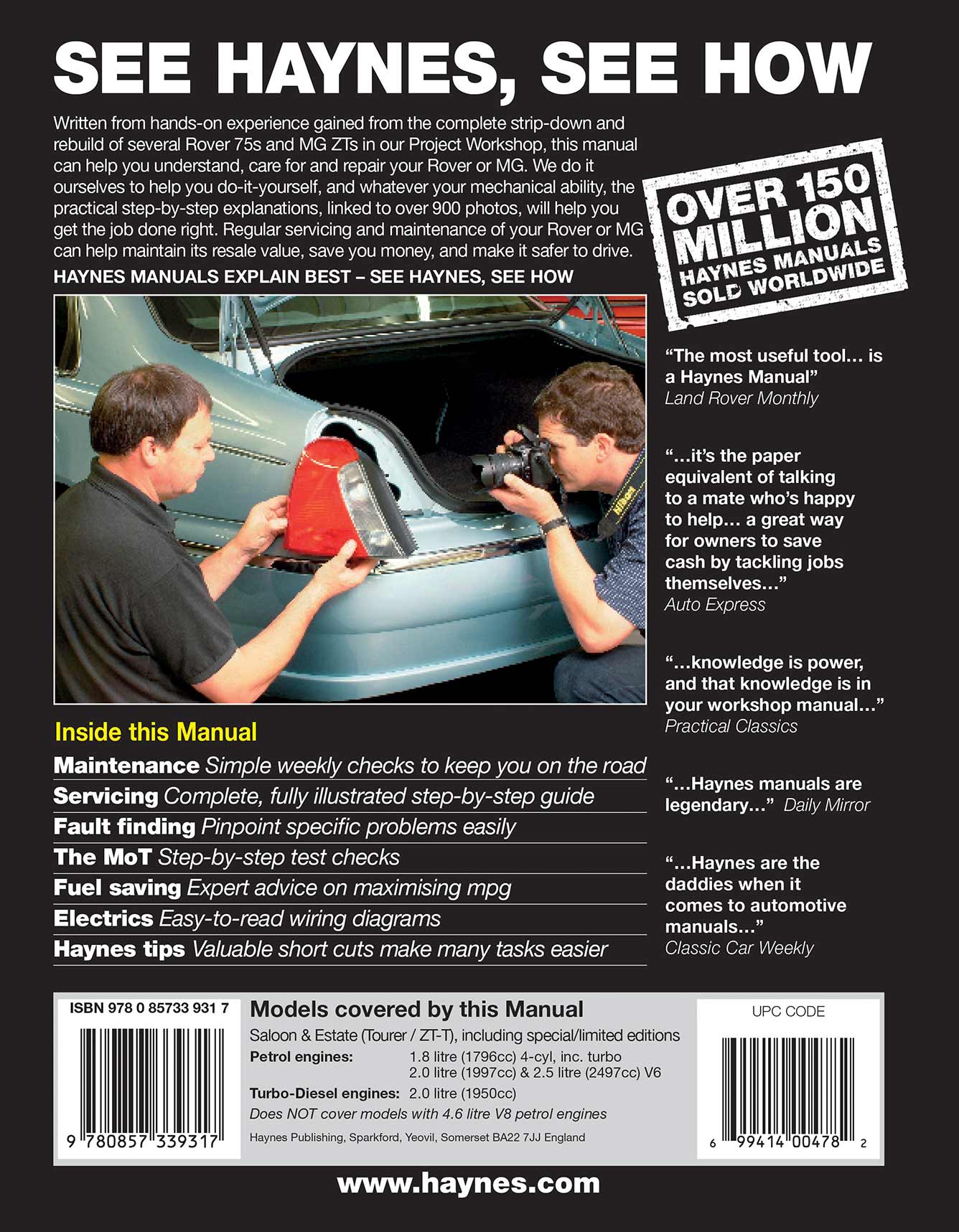 Rover 75 / MG ZT Petrol & Diesel (1999-2006) Haynes Repair Manual - Image 3
