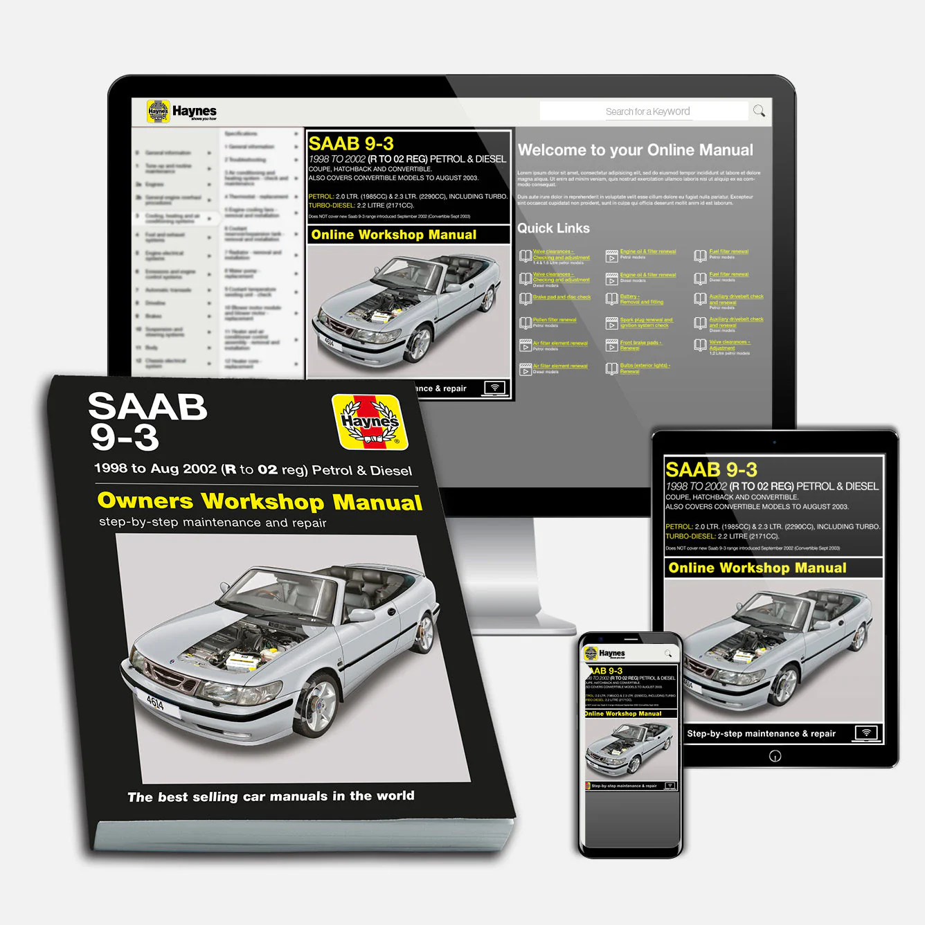 Saab 9-3 Petrol & Diesel (1998-Aug 2002) Haynes Repair Manual