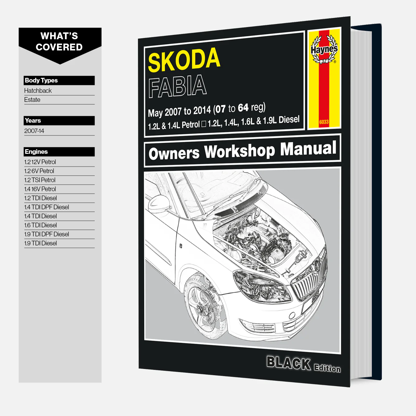Skoda Fabia petrol & diesel (May 2007-2014) Haynes Repair Manual - Premium Hardback Black Edition