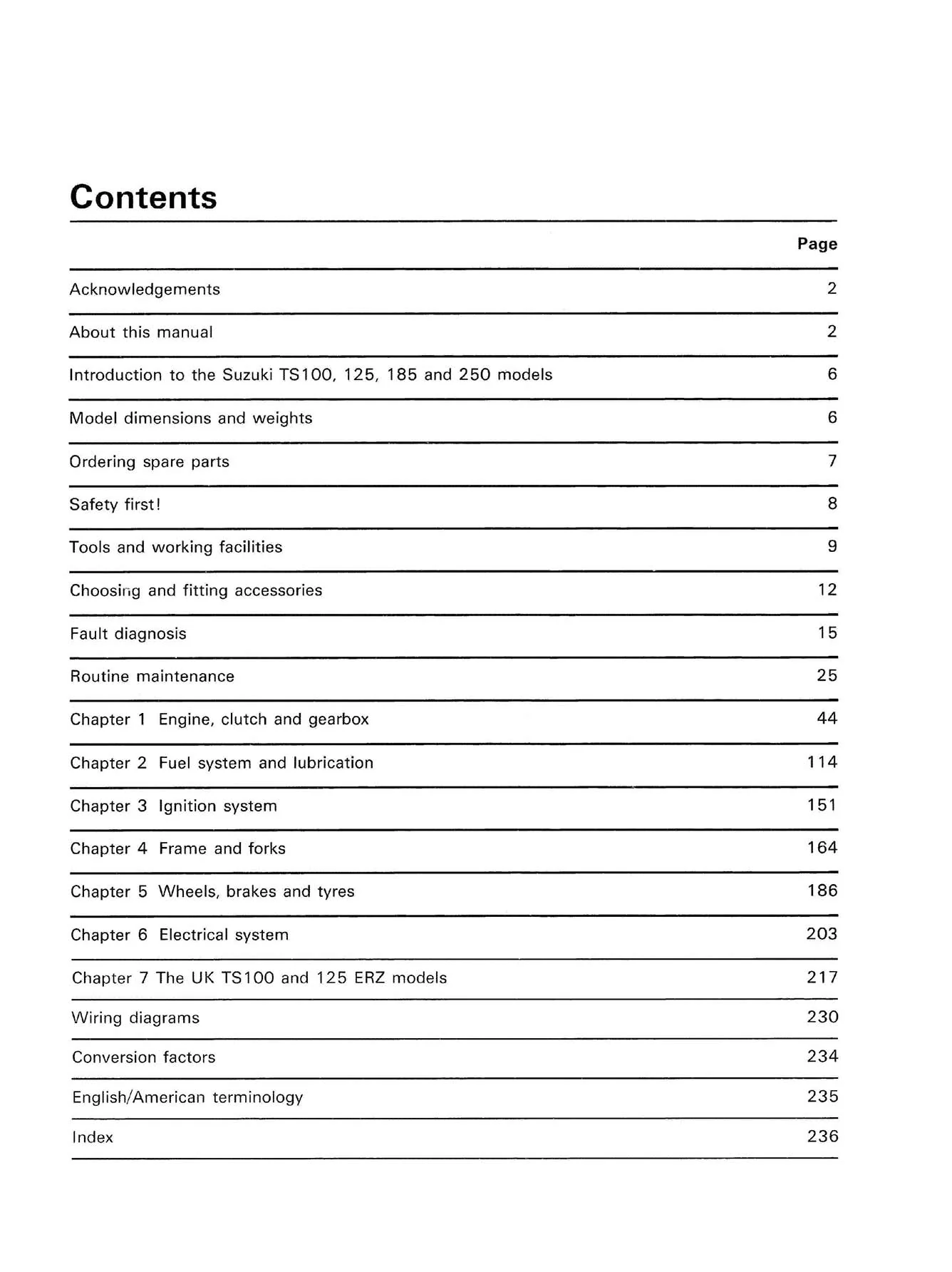 Suzuki 100, 125, 185 & 250 Air-cooled Trail bikes (1979-1989) Haynes Repair Manual - Image 3