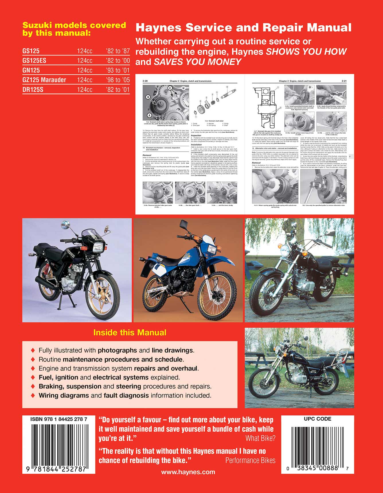 Suzuki GS, GN, GZ & DR125 Singles (1982-2005) Haynes Repair Manual - Image 2