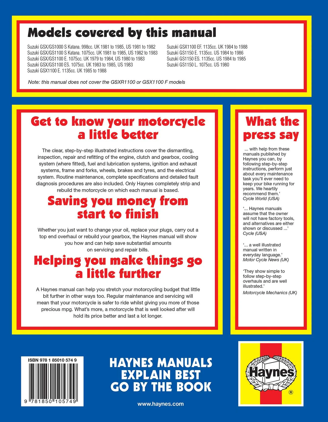 Suzuki GS/GSX1000, 1100 & 1150 4-valve Fours (1979-1988) Haynes Repair Manual - Image 2