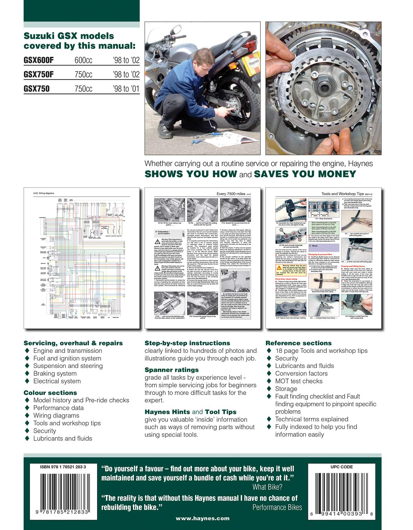 Suzuki GSX600/750F & GSX750 (1998-2003) Haynes Repair Manual - Image 2