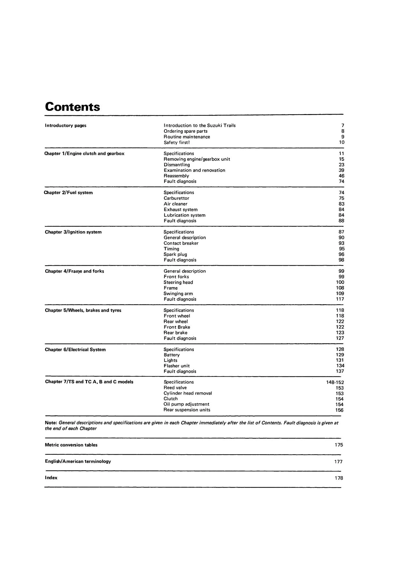 Suzuki Trail Bikes (1971-1979) Haynes Repair Manual - Image 3