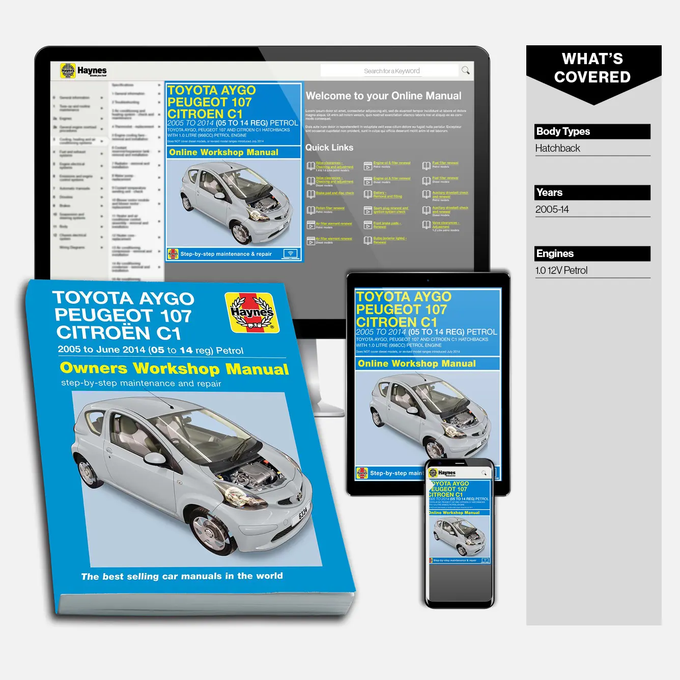 Toyota Aygo, Peugeot 107 & Citroen C1 petrol (2005-2014) Haynes Repair Manual