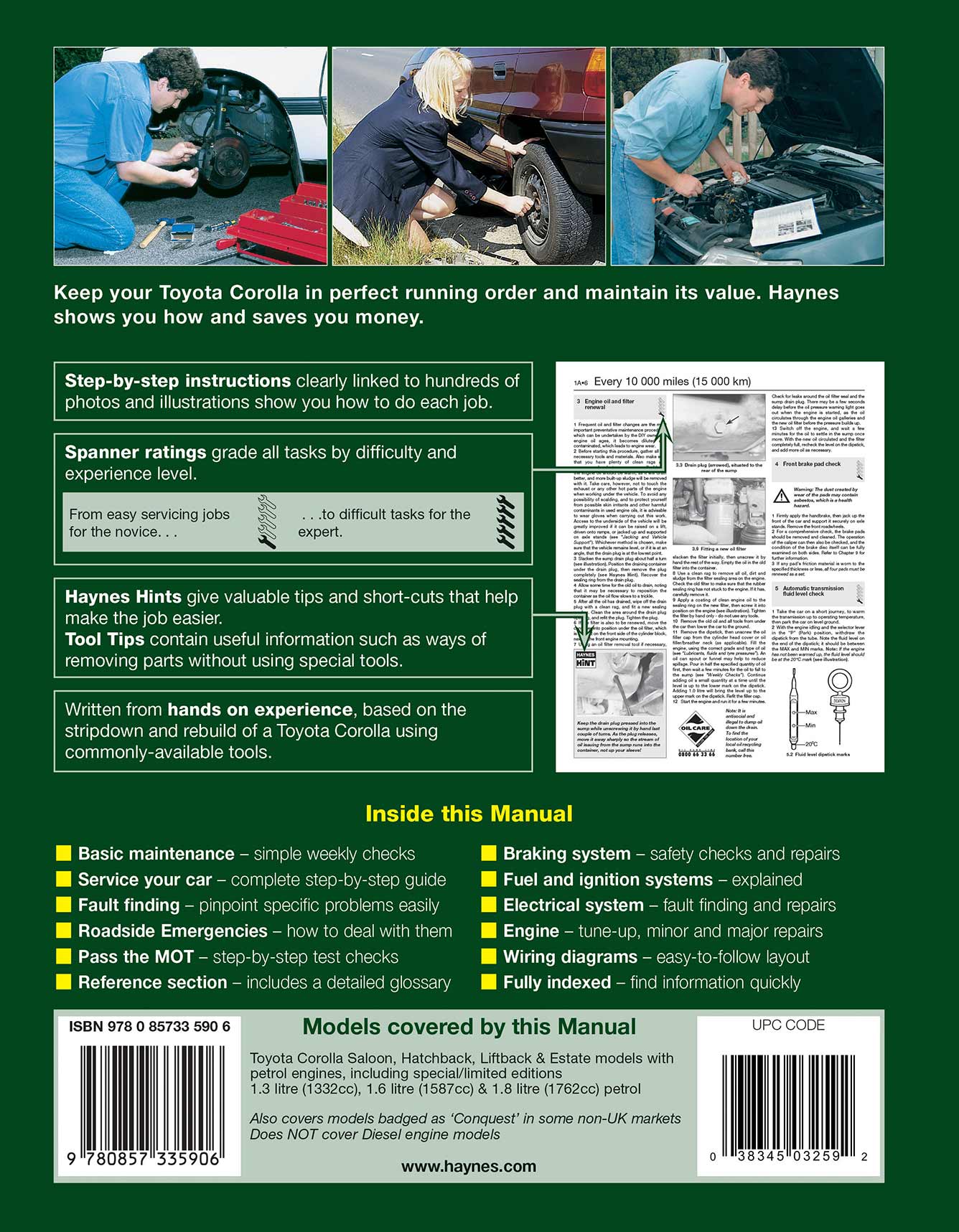 Toyota Corolla Petrol (Aug 1992-1997) Haynes Repair Manual - Image 2