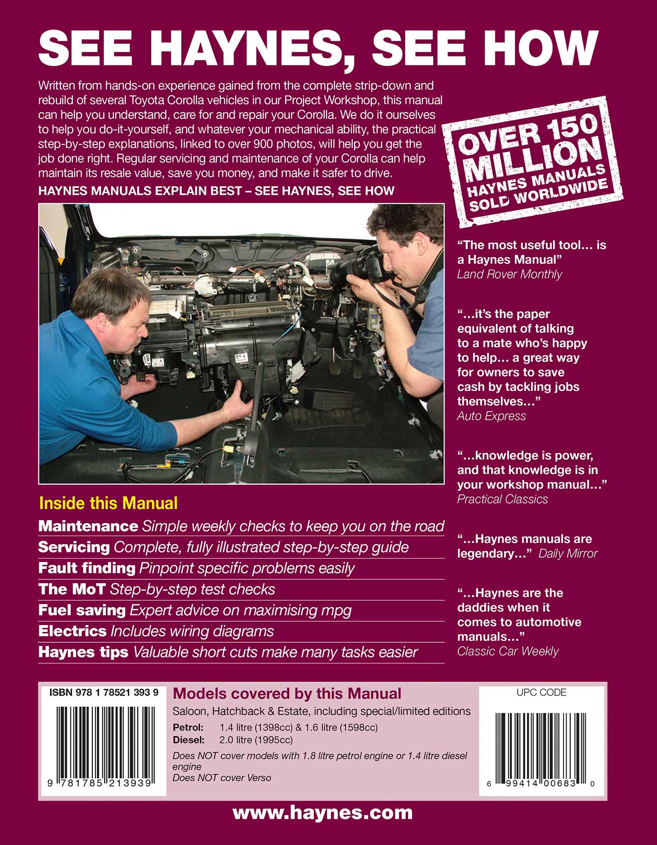 Toyota Corolla Petrol & Diesel (2002-Jan 2007) Haynes Repair Manual - Image 2