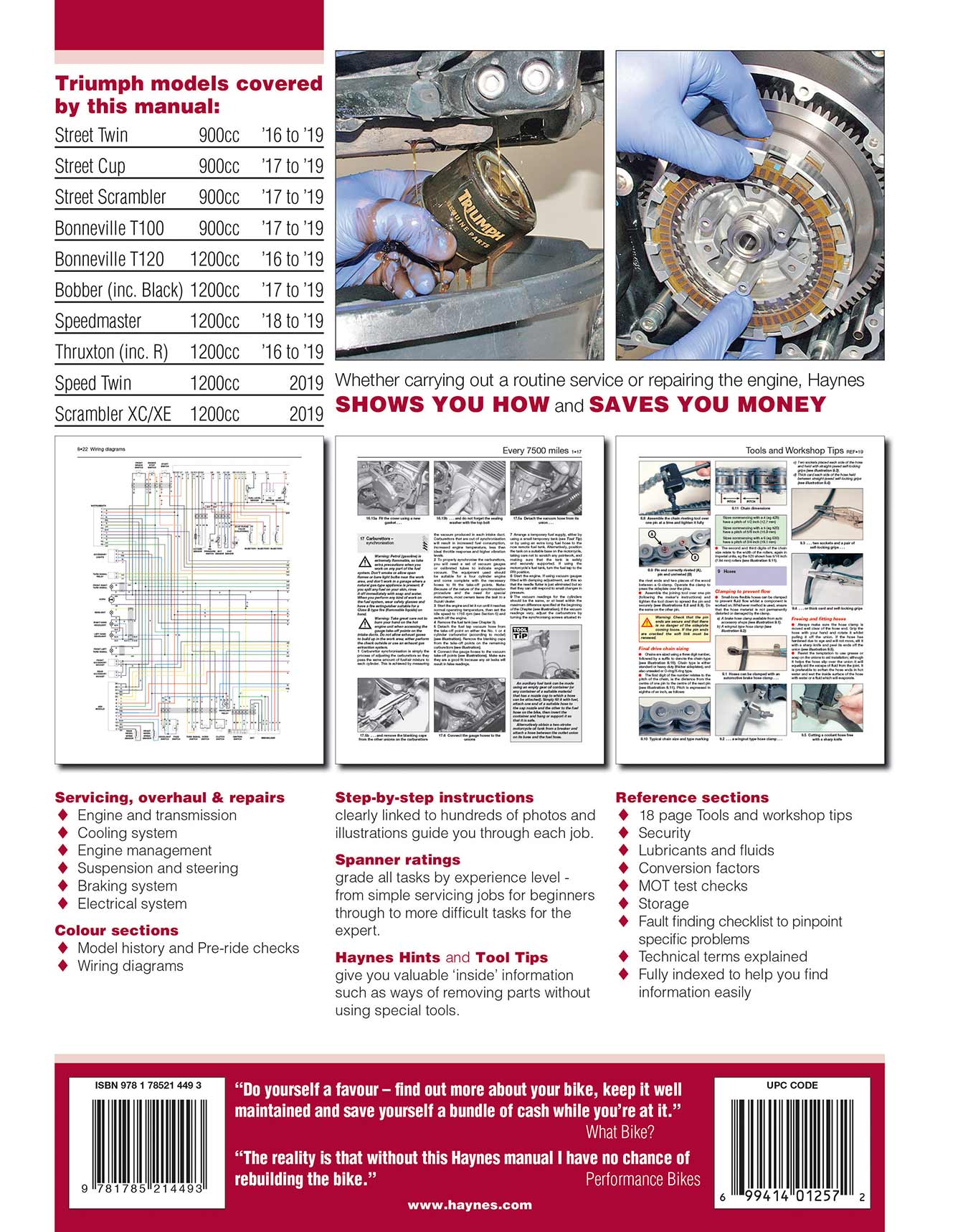 Triumph Bonneville T100, T120, Bobber, Thruxton, Street Twin, Cup & Scrambler (2016-2019) Haynes Repair Manual - Image 3
