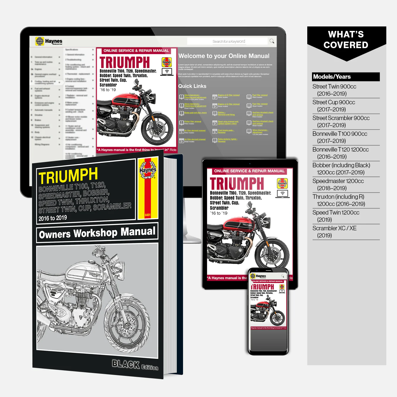 Triumph Bonneville T100, T120, Bobber, Thruxton, Street Twin, Cup & Scrambler (2016-2019) Haynes Repair Manual - Premium Hardback Black Edition - Image 9