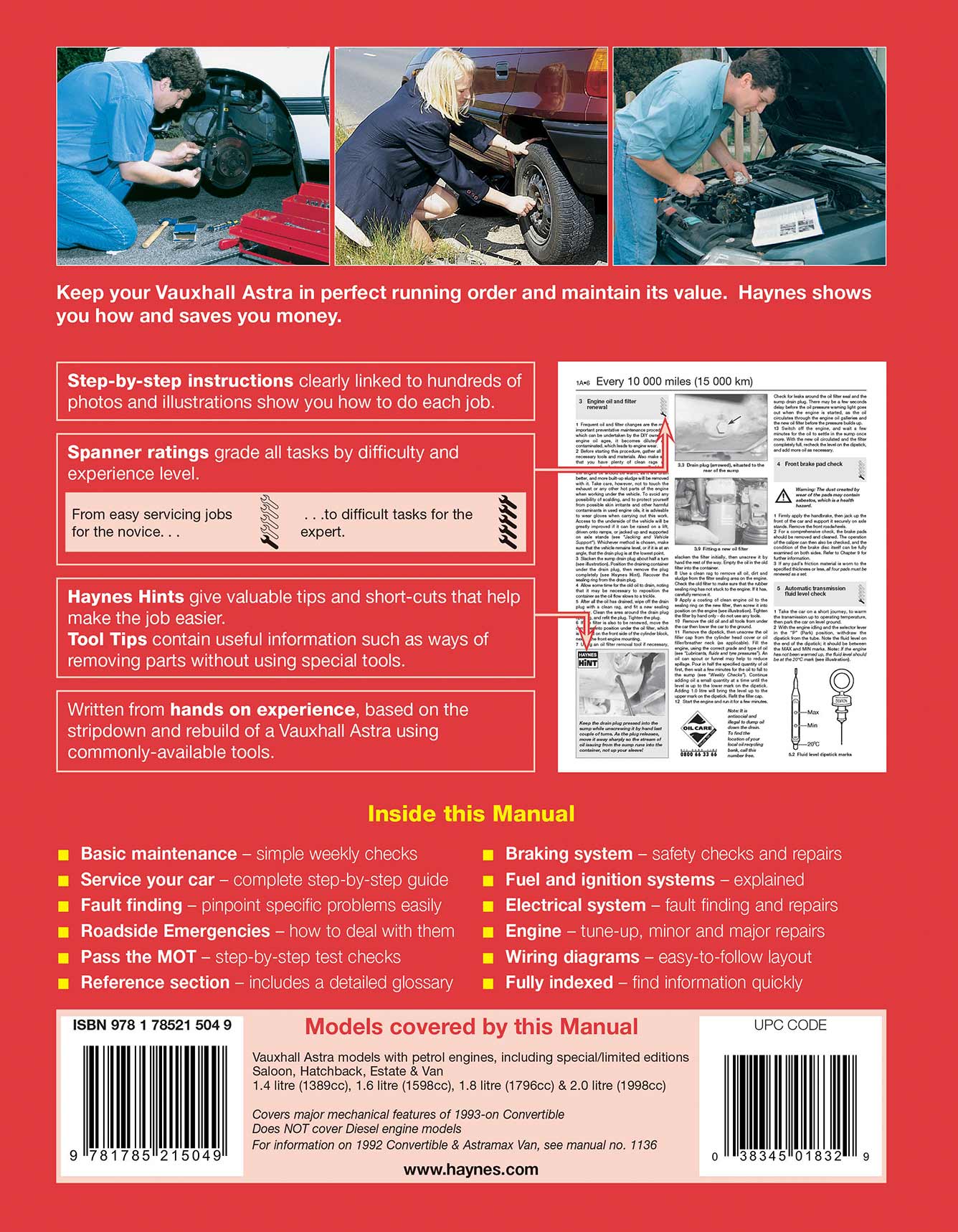 Vauxhall Astra Petrol (Oct 1991-Feb 1998) Haynes Repair Manual - Image 2
