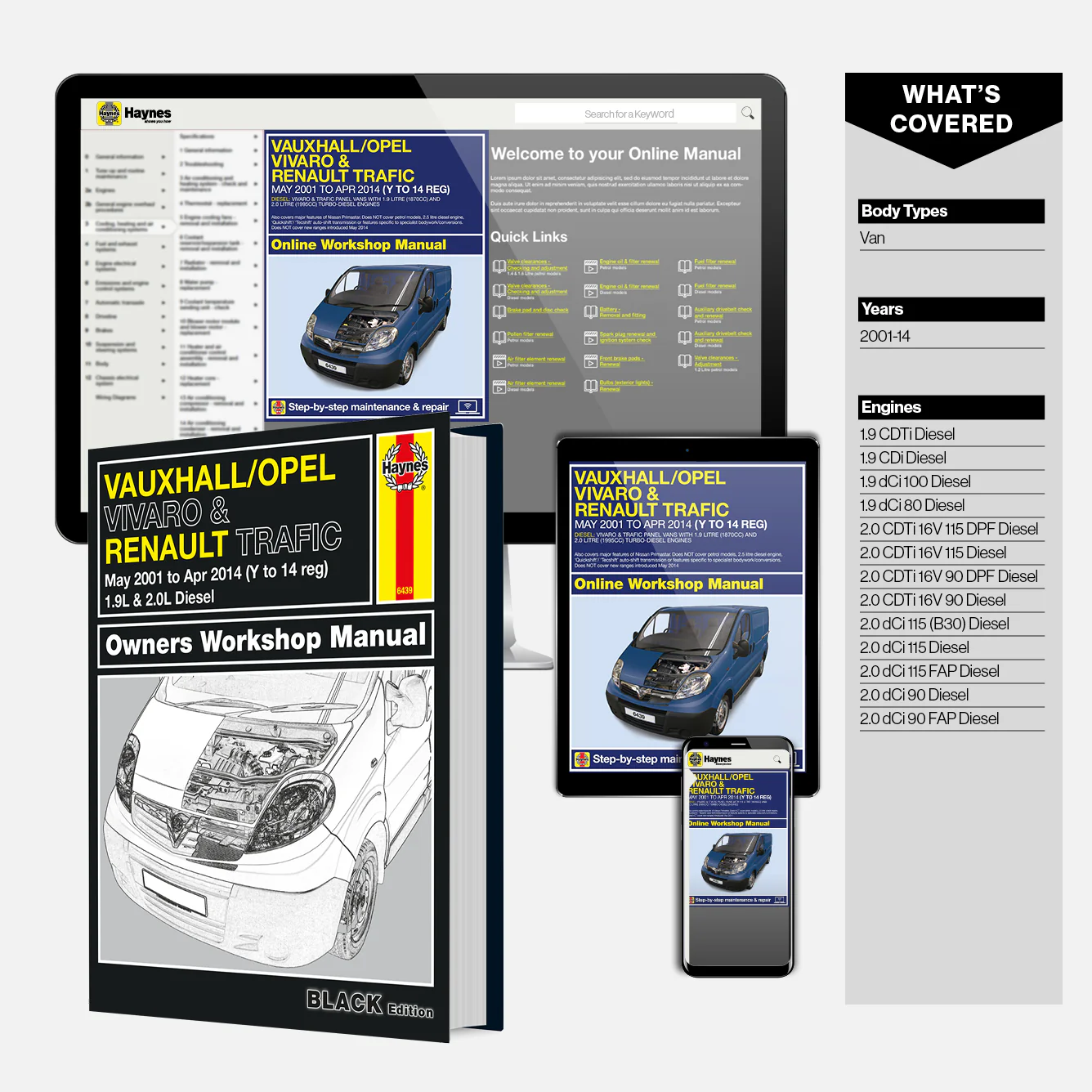 Vauxhall/Opel Vivaro & Renault Trafic Diesel May 2001-Apr 2014 (Y to 14 reg) Haynes Repair Manual - Premium Hardback Black Edition - Image 9