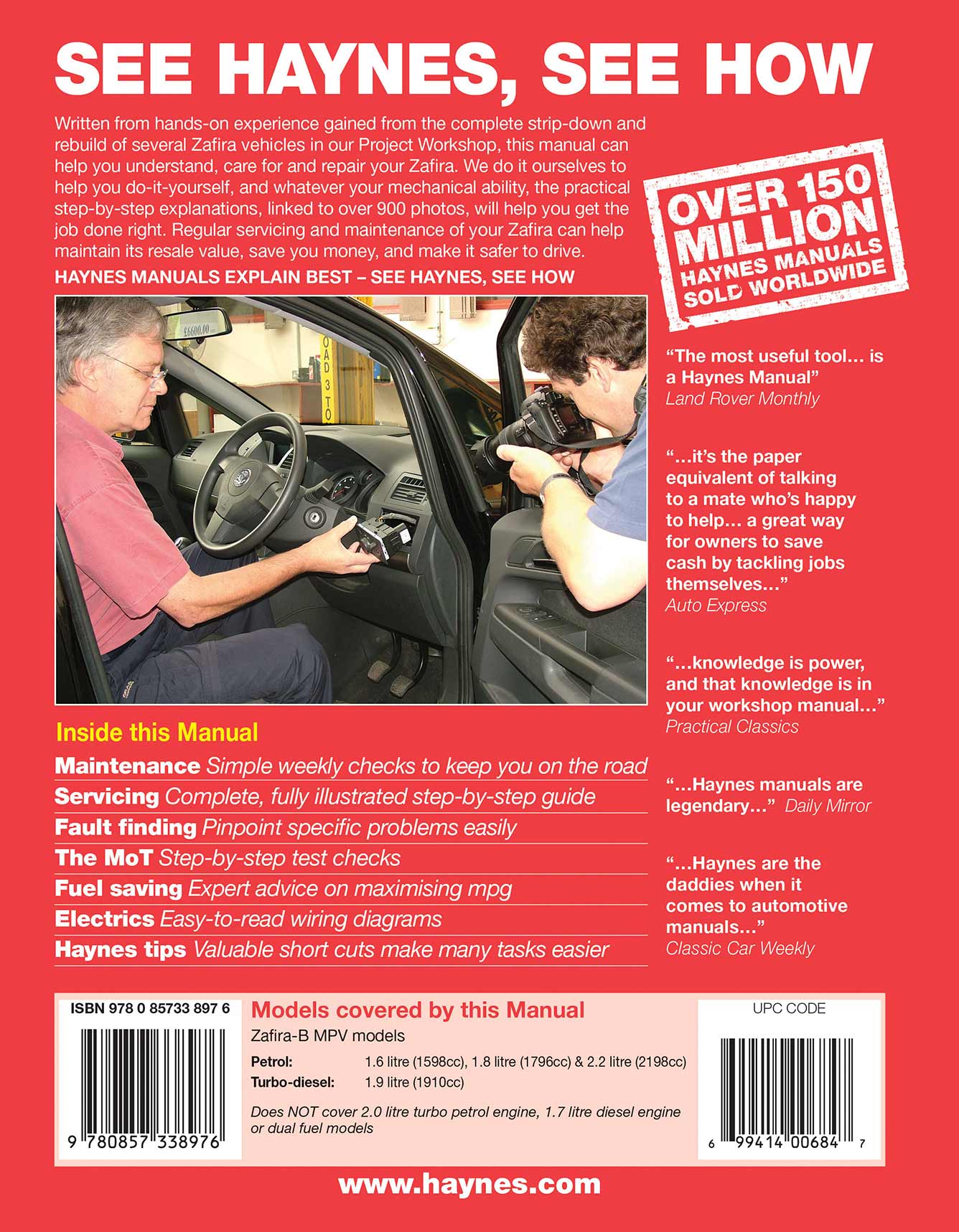 Vauxhall/Opel Zafira Petrol & Diesel (2005-2009) Haynes Repair Manual - Image 3