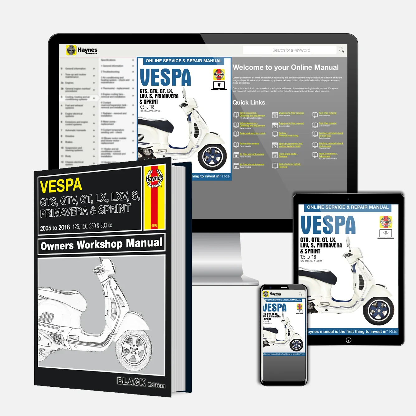 Vespa GTS, GTV, LX & S 125 to 300 (2005-2018) Haynes Repair Manual - Premium Hardback Edition - Image 9