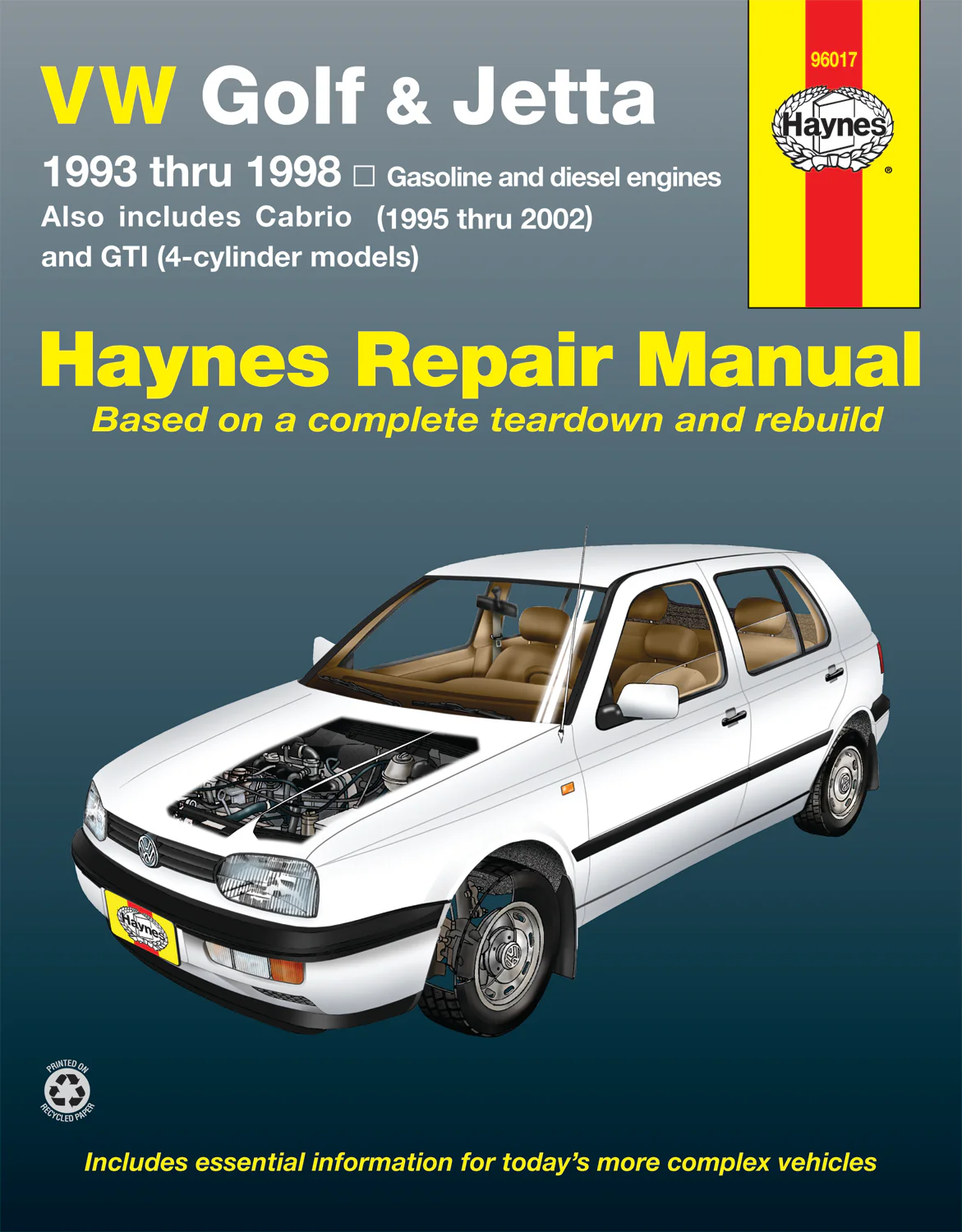 Volkswagen Golf, GTI and Jetta (1993-1998) and Volkswagen Cabrio (1995-2002) petrol & diesel Haynes Repair Manual (USA)