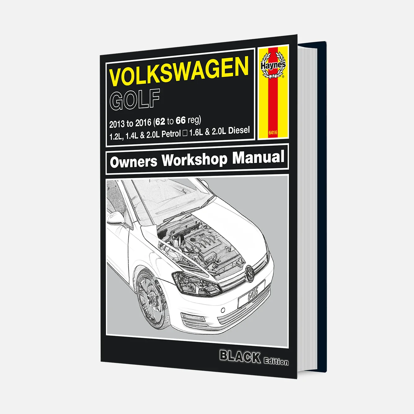 Volkswagen Golf Petrol & Diesel (2013-2016) 62 to 66 Haynes Repair Manual - Premium Hardback Black Edition