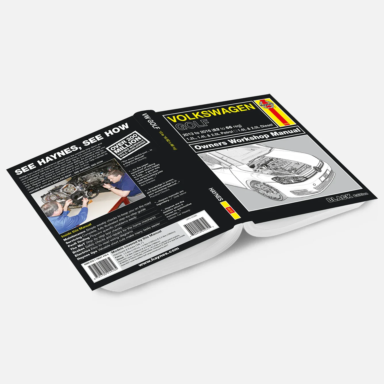 Volkswagen Golf Petrol & Diesel (2013-2016) 62 to 66 Haynes Repair Manual - Premium Hardback Black Edition - Image 2