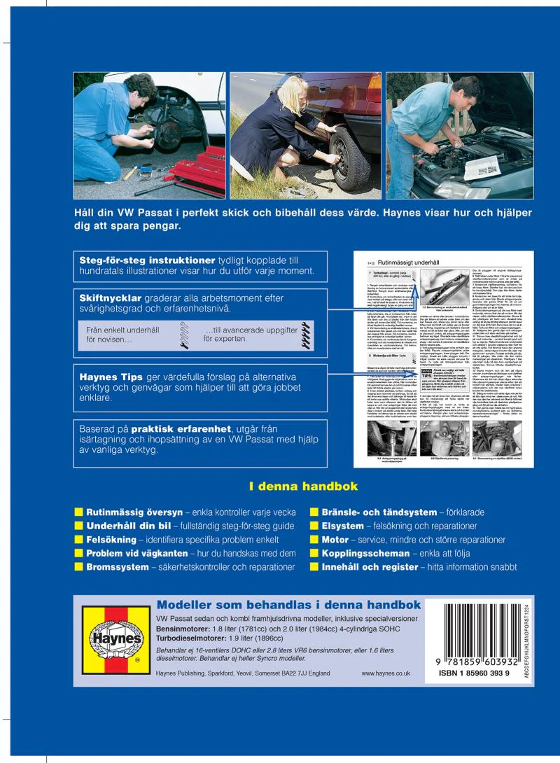 Volkswagen Passat (1988-1996) Haynes Repair Manual (svenske utgava) - Image 2