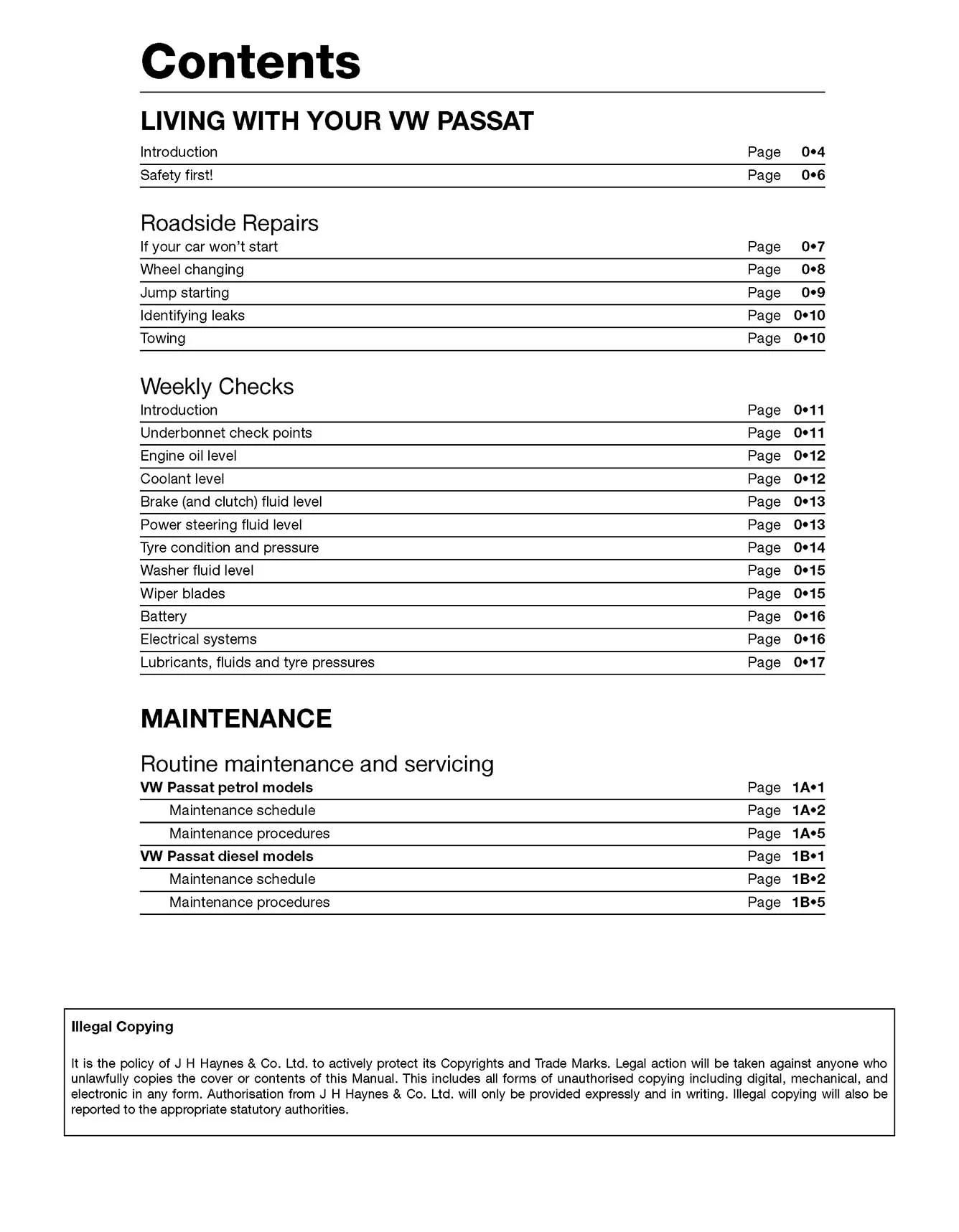 Volkswagen Passat 4-cyl Petrol & Diesel (Dec 1996-Nov 2000) Haynes Repair Manual - Image 3